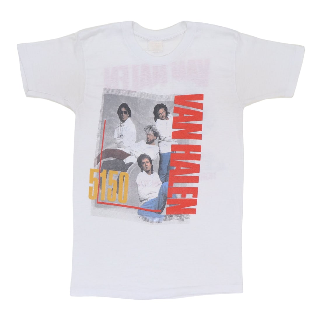 Vintage Van Halen 1986 5150 Concert Tour White T-Shirt: Vintage Van Halen 1986 5150 Concert Tour White T-Shirt This is an original vintage 1986 Van Halen 5150 Tour shirt featuring graphics on both the front and back. The shirt is made from a 50/50 poly/cot