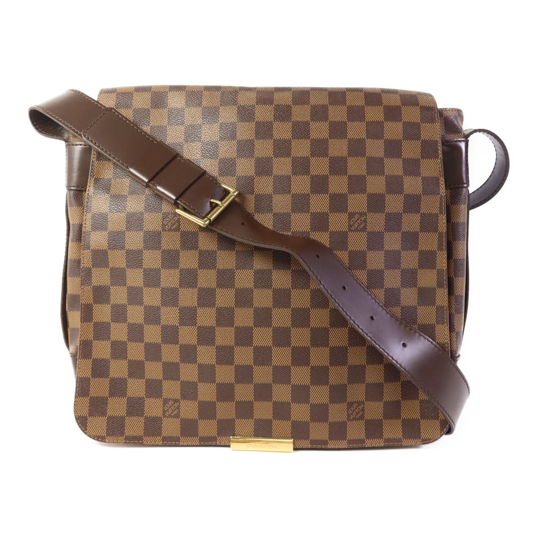 LOUIS VUITTON Bastille Messenger Bag N45258 Damier Brown GHW: LOUIS VUITTON Bastille Messenger Bag N45258 Damier Brown GHW Elevate your style with this Louis Vuitton Bastille Shoulder Messenger Bag, featuring the iconic Damier pattern in a rich brown hue. Crafte