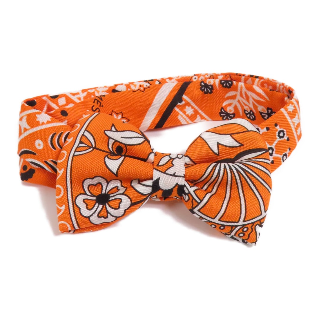 Orange Silk Bowtie with Palladium Hardware by Hermes (1 of 8)