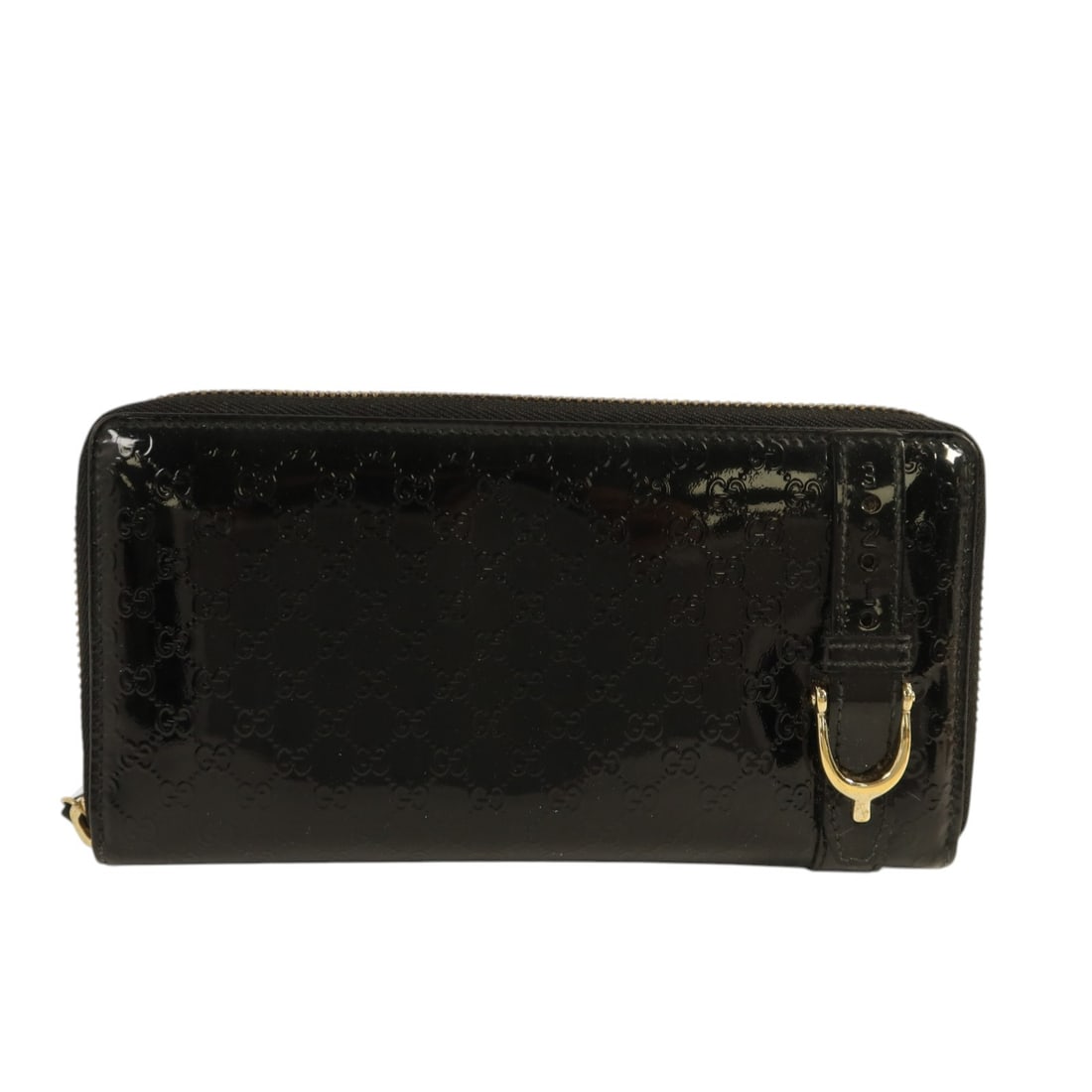 Gucci Black Patent Leather Continental Wallet with Gold Hardware: Gucci Black Patent Leather Continental Wallet with Gold Hardware This Gucci around long wallet is crafted from black patent leather and features gold-tone hardware. Designed for women, it offers a sty