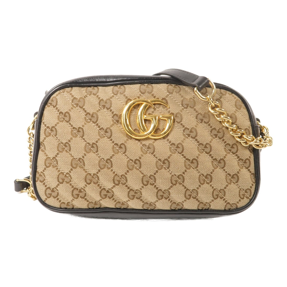 Gucci GG Marmont Brown Canvas Chain Shoulder Bag for Women: Gucci GG Marmont Brown Canvas Chain Shoulder Bag for Women This is a Gucci GG Marmont chain shoulder bag crafted from signature GG canvas in brown. Designed for women, the bag features a classic shoul
