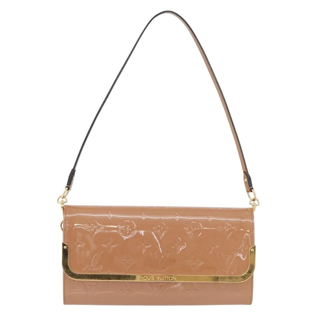 Rossmore Pink Patent Leather Shoulder Bag by Louis Vuitton: Rossmore Pink Patent Leather Shoulder Bag by Louis Vuitton The Louis Vuitton Rossmore handbag in Monogram Vernis features a pink patent leather exterior with a feminine design. The bag shows signs of 