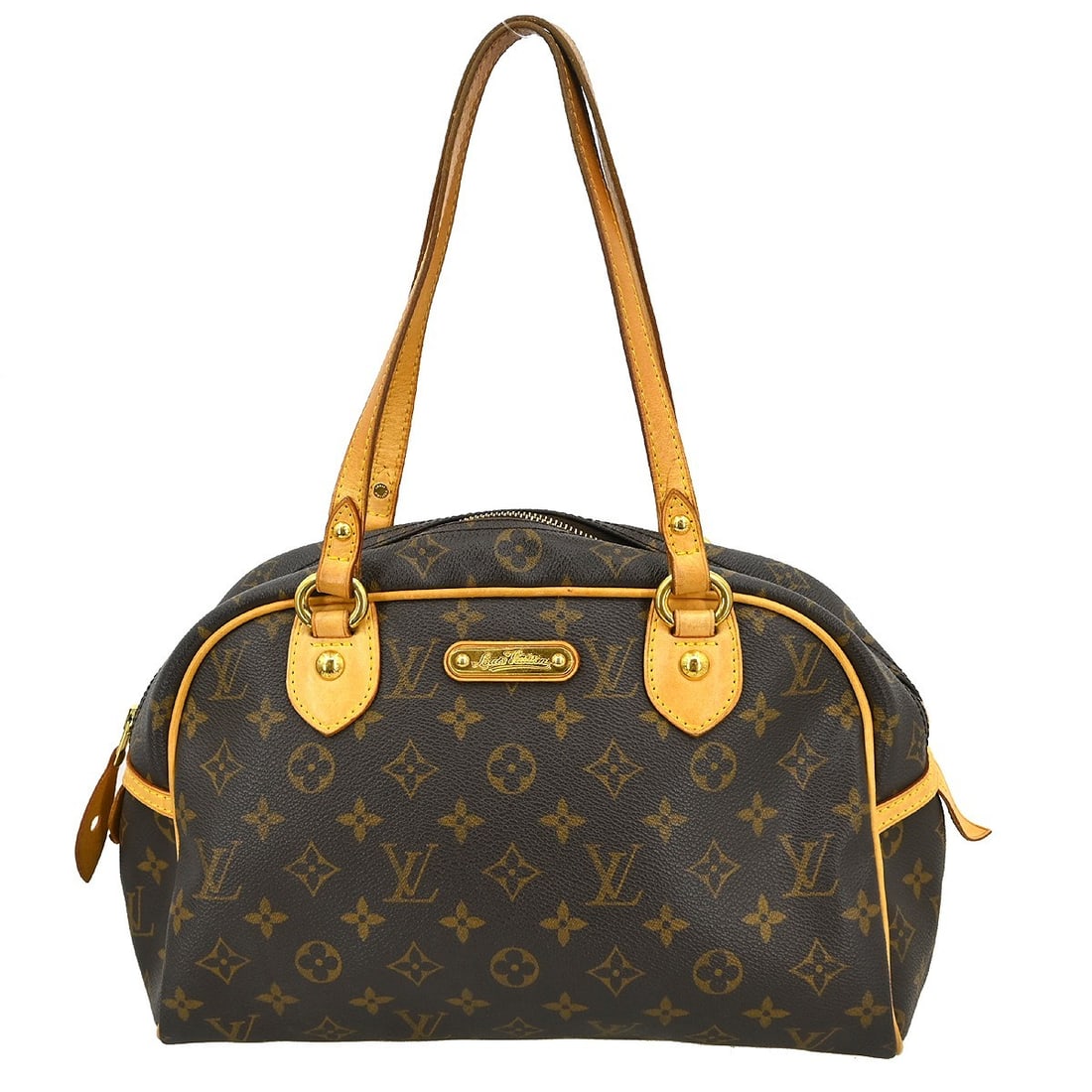 Louis Vuitton Montorgueil PM Monogram Canvas Shoulder Bag Medium Brown: Louis Vuitton Montorgueil PM Monogram Canvas Shoulder Bag Medium Brown This Louis Vuitton Montorgueil PM handbag features the iconic monogram canvas leather exterior in brown and is designed with doub