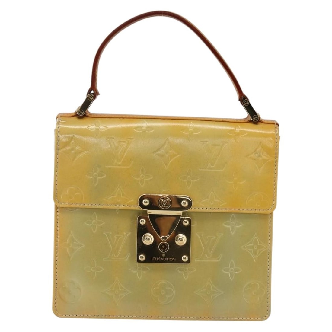 Patent Leather Gray Louis Vuitton Spring Street NM Purse: Patent Leather Gray Louis Vuitton Spring Street NM Purse Louis Vuitton Spring Street NM handbag crafted from gray patent leather, designed for women. This handbag shows signs of wear including surface