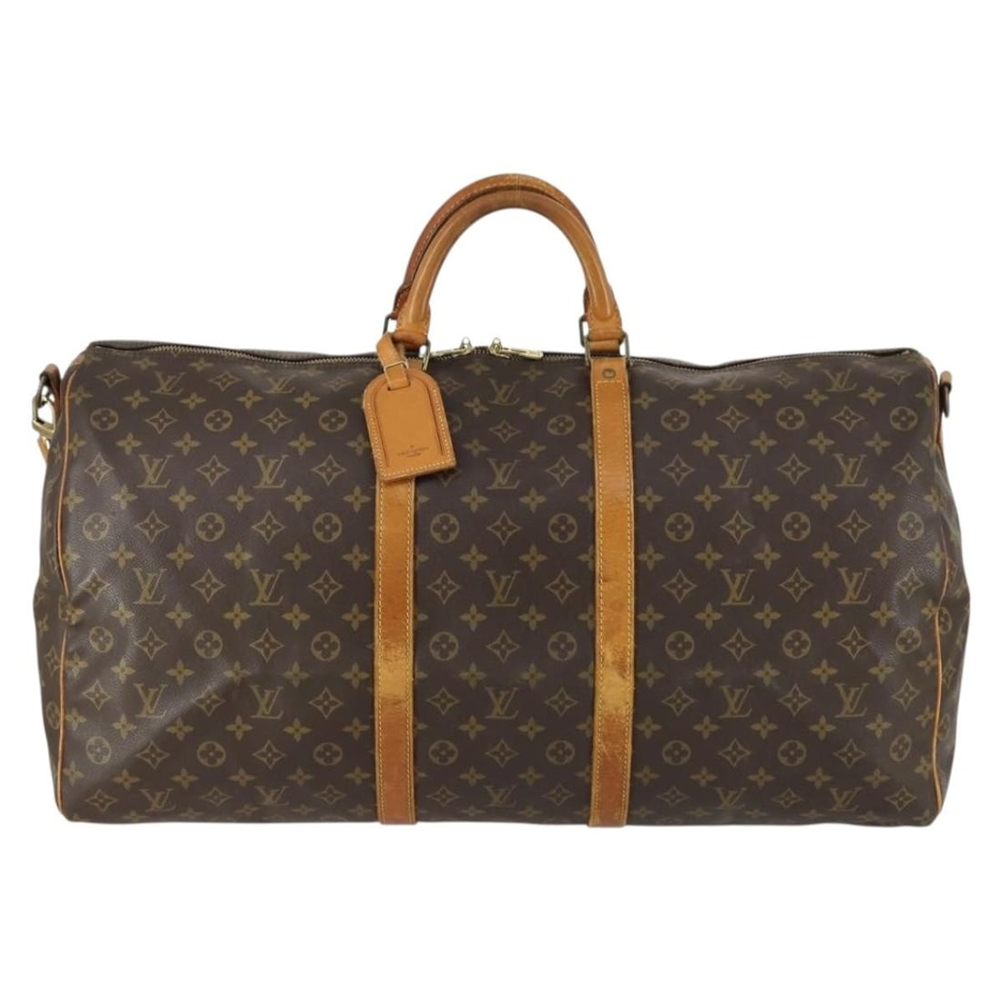 Keepall Bandouliere 60cm Brown Canvas Unisex Louis Vuitton Bag: Keepall Bandouliere 60cm Brown Canvas Unisex Louis Vuitton Bag This Louis Vuitton Keepall Bandouliere bag features the classic monogram canvas design suitable for unisex use. The bag measures 60cm x 3