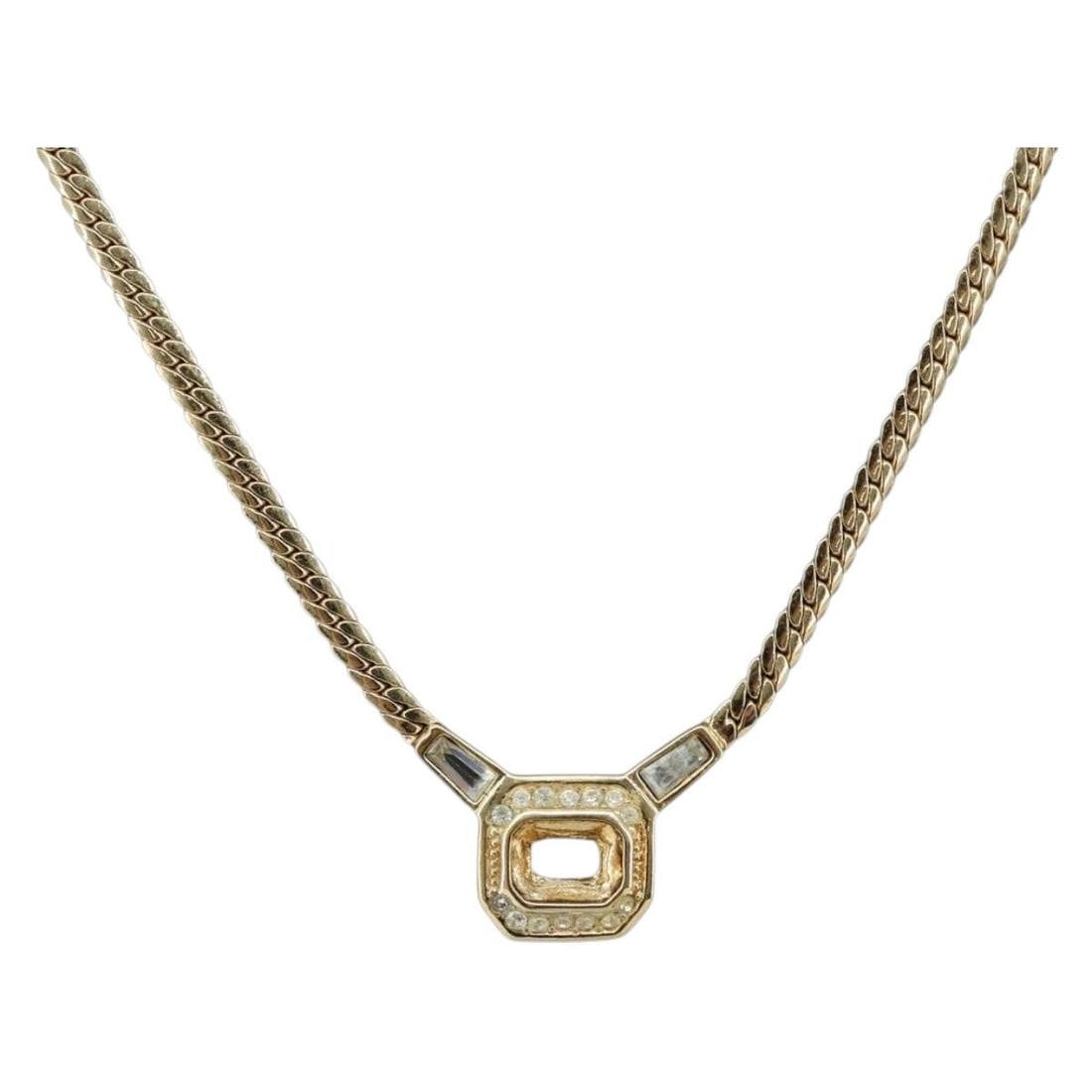 Christian Dior Gold Tone Rhinestone Necklace for Women 17.7 Inch: Christian Dior Gold Tone Rhinestone Necklace for Women 17.7 Inch This Christian Dior necklace features a gold-toned metal design adorned with rhinestones. Crafted for women and made in Germany, the ne