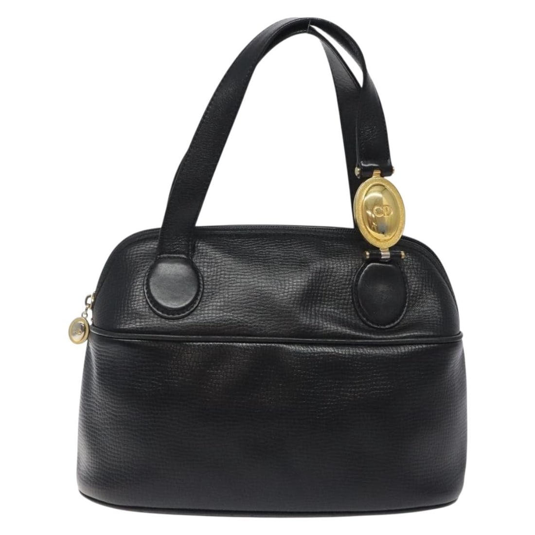 Christian Dior Leather Vintage Black Handbag 27cm by 19cm by 9cm: Christian Dior Leather Vintage Black Handbag 27cm by 19cm by 9cm This vintage Christian Dior handbag for women features black leather construction with metal fittings. It shows signs of wear including