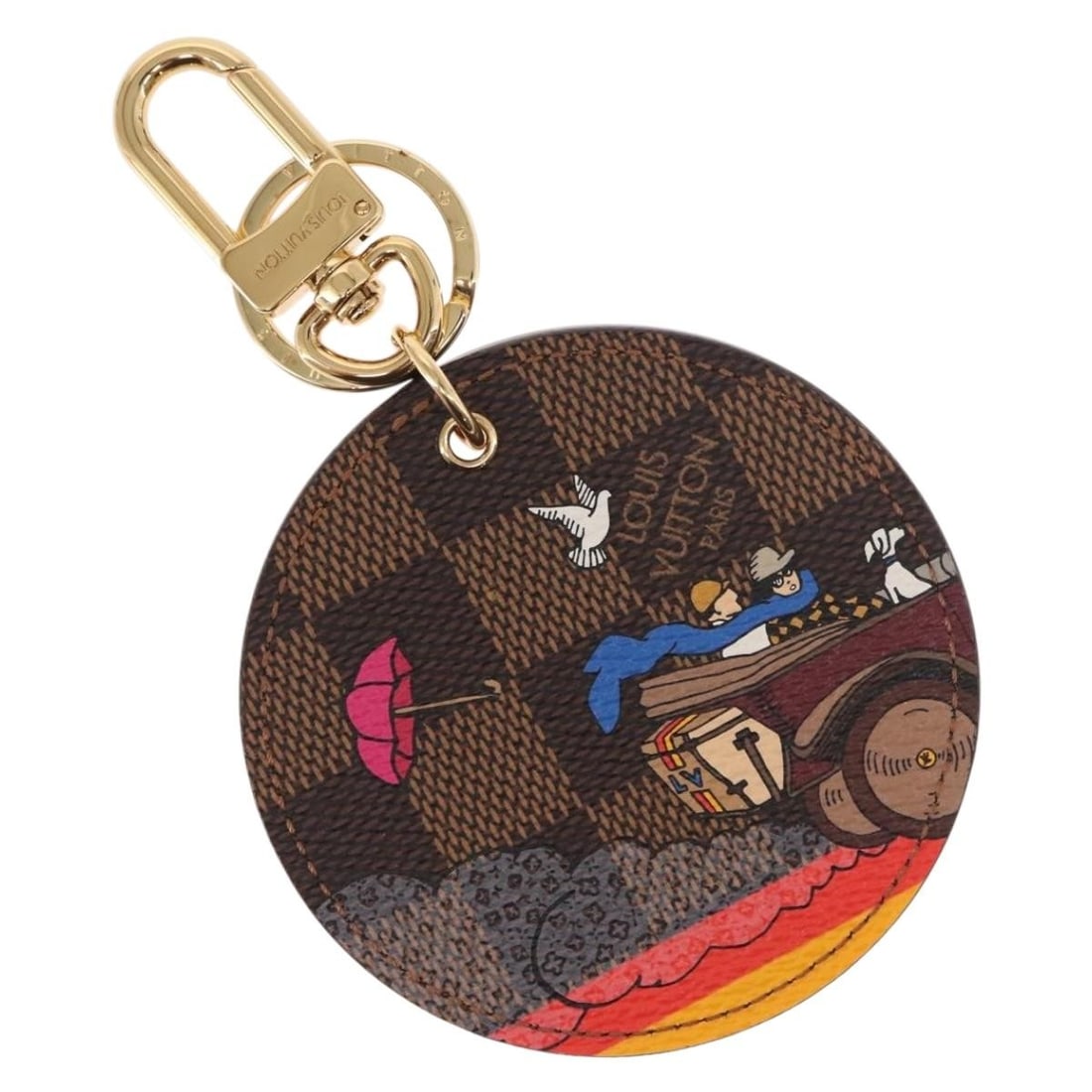 LOUIS VUITTON Damier Ebene Bag Charm M65139 with Dust Bag: LOUIS VUITTON Damier Ebene Bag Charm M65139 with Dust Bag Add a touch of luxury to your accessories with this LOUIS VUITTON Damier Ebene Illustrious Travel Bag Charm. Crafted from high-quality Damier 