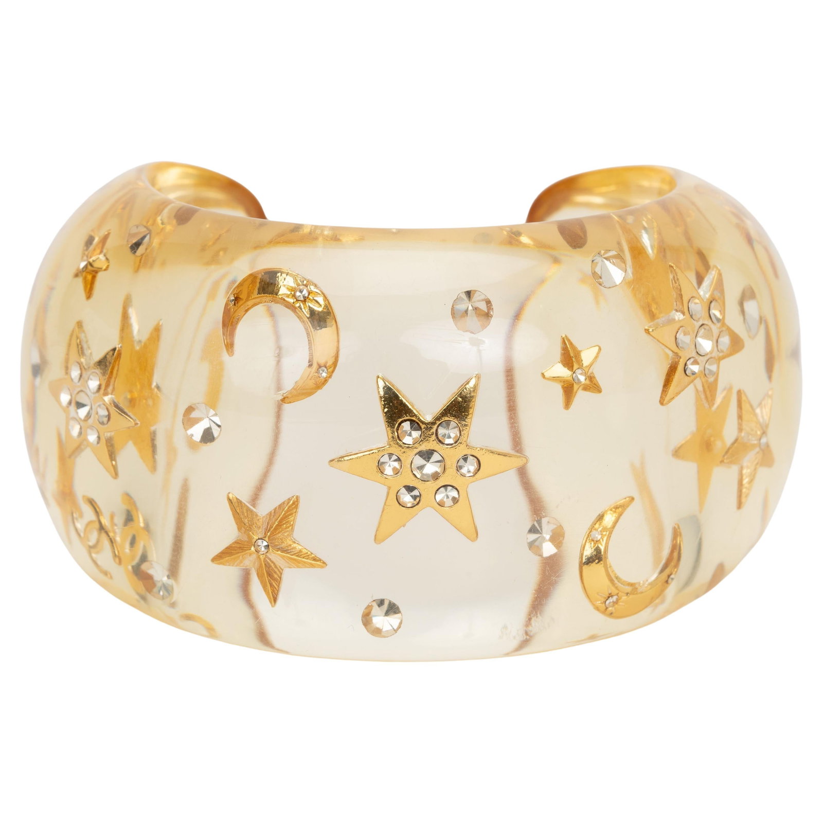 Chanel Autumn 1995 Moon Star Inlay Cuff Bracelet With Box (1 of 4)