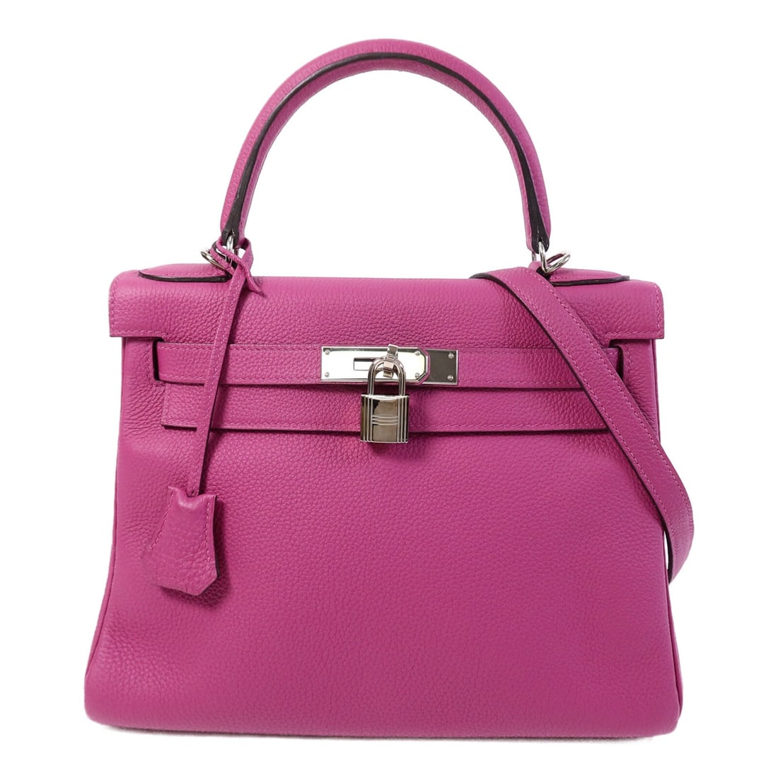 Hermes Kelly 28 Togo Leather Purple 2 Way Shoulder Bag: Hermes Kelly 28 Togo Leather Purple 2 Way Shoulder Bag This Hermes Kelly 28 is a versatile 2-way shoulder bag crafted from luxurious Togo calfskin leather in a rich rose purple hue. Designed for women