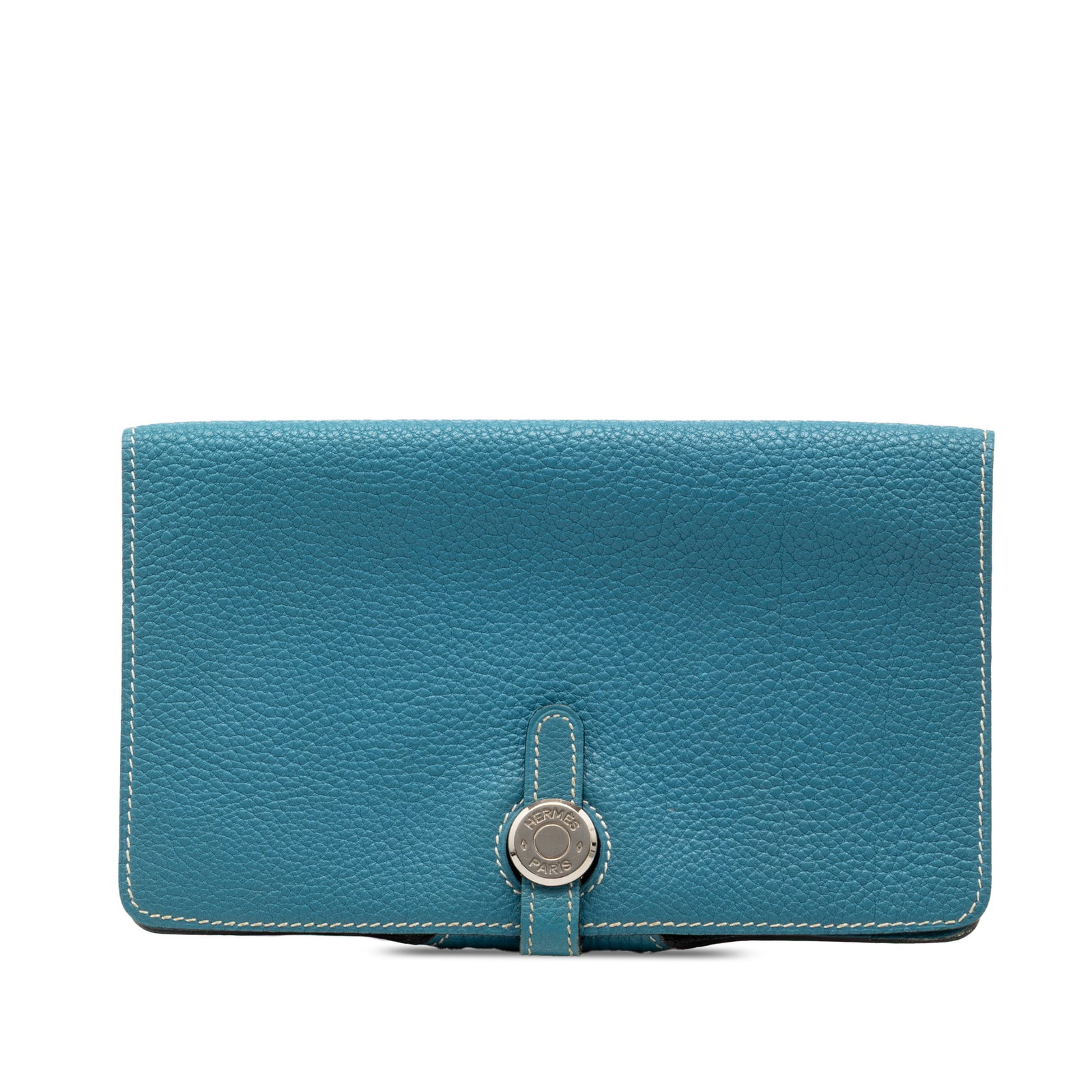 Blue Jean Togo Leather Dogon Long Wallet by Hermes France: Blue Jean Togo Leather Dogon Long Wallet by Hermes France This Hermes Dogon Long Wallet is crafted from Blue Jean Togo leather and features a strap with clou de selle closure and interior slip pockets