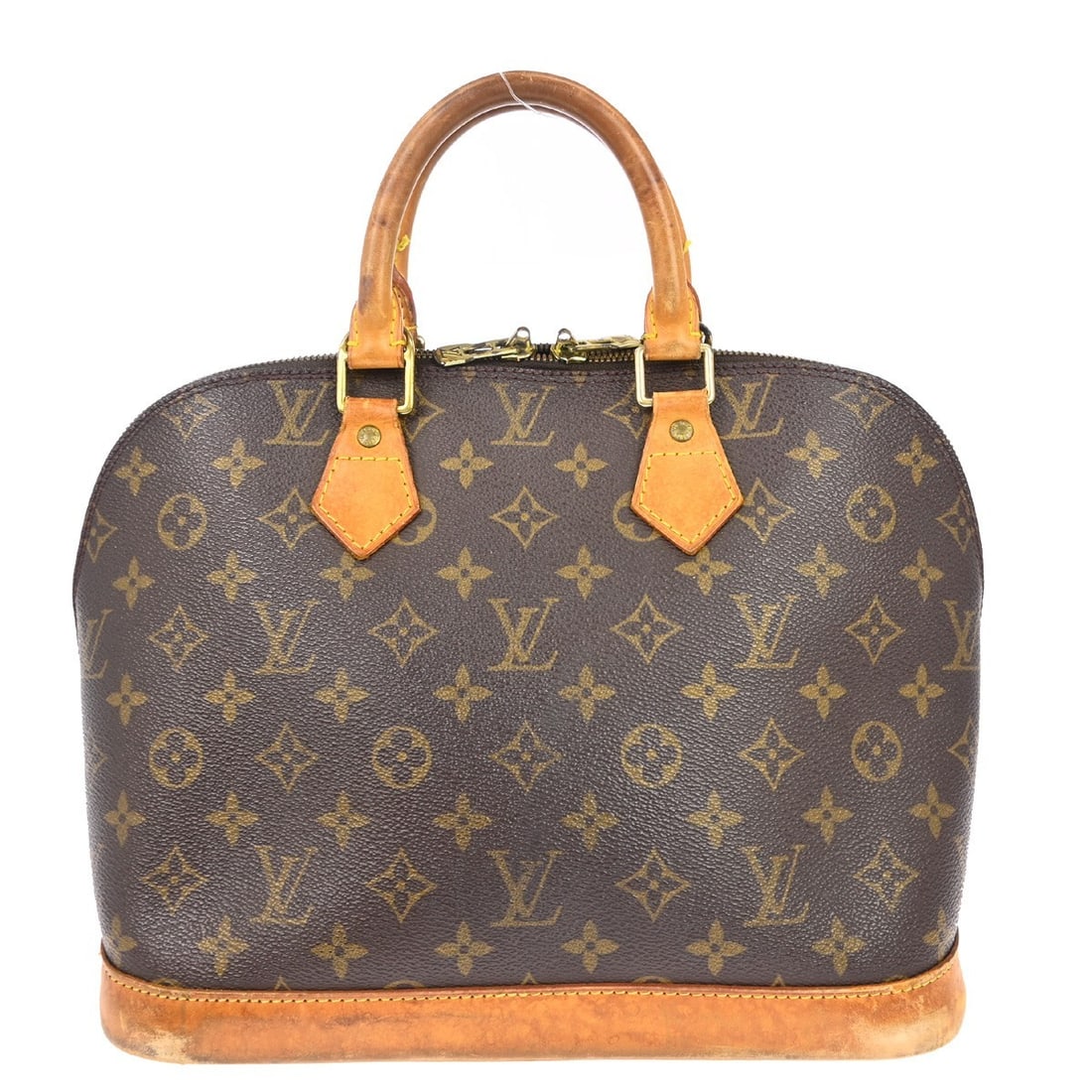 Louis Vuitton Monogram Alma Brown Canvas Medium Handbag M51130: Louis Vuitton Monogram Alma Brown Canvas Medium Handbag M51130 This Louis Vuitton Alma handbag features the iconic Monogram canvas exterior with beige double handles and a zip closure. Designed for ca
