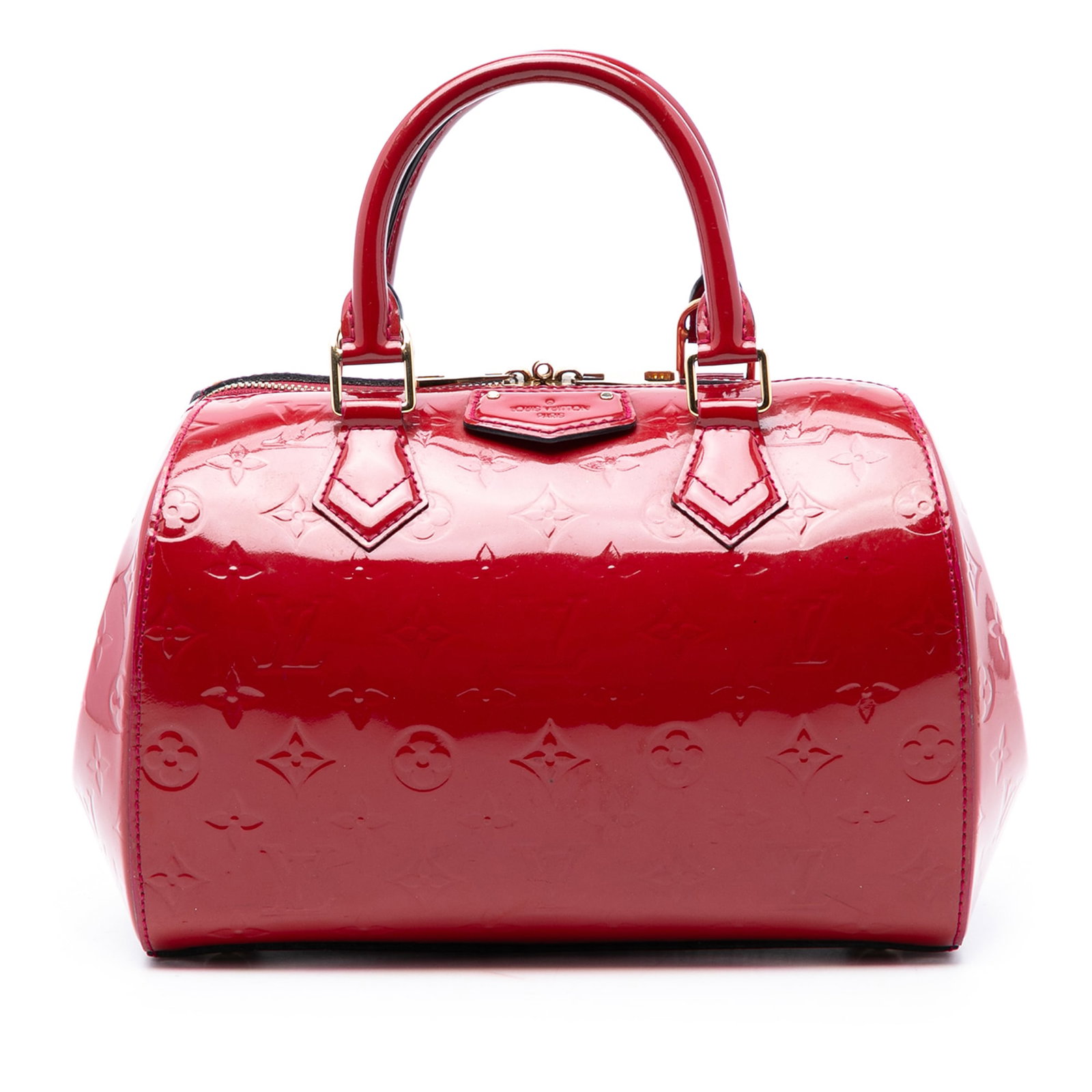Louis Vuitton Montana Pink Vernis Leather Handbag with Monogram Pattern: Louis Vuitton Montana Pink Vernis Leather Handbag with Monogram Pattern This Louis Vuitton Monogram Vernis Montana bag is crafted from vernis leather in pink and features rolled handles, a two-way top