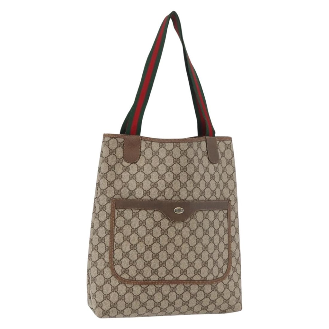 Beige Gucci GG Supreme Web Sherry Line tote with 10.2 inch handle drop: Beige Gucci GG Supreme Web Sherry Line tote with 10.2 inch handle drop This GUCCI GG Supreme Web Sherry Line tote bag features a beige PVC leather and GG canvas exterior. Designed for women, it offers