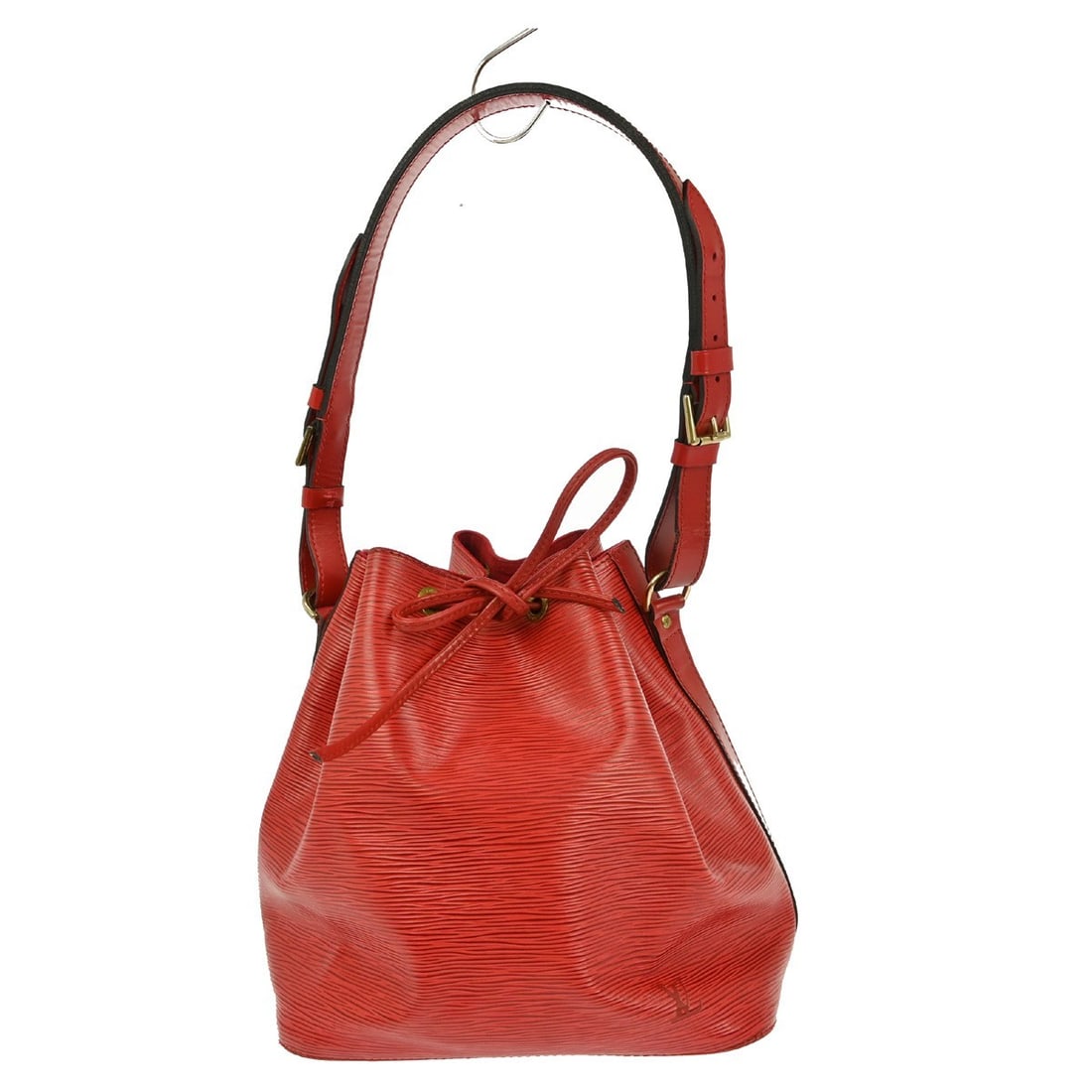 Louis Vuitton Petit Noe Red Epi Leather Shoulder Bag: Louis Vuitton Petit Noe Red Epi Leather Shoulder Bag Louis Vuitton Petit Noe handbag crafted from red Epi leather. This bag is designed for women and features a drawstring cord closure. It shows signs
