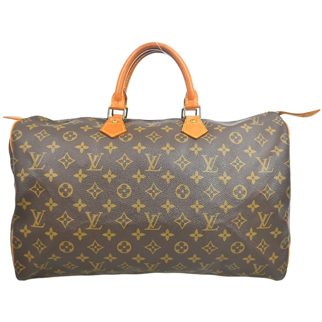 Louis Vuitton Speedy 40 Monogram Canvas Large Duffle Bag M41522 Brown: Louis Vuitton Speedy 40 Monogram Canvas Large Duffle Bag M41522 Brown This Louis Vuitton Speedy 40 duffle handbag features the classic monogram canvas leather exterior in brown with double handles and