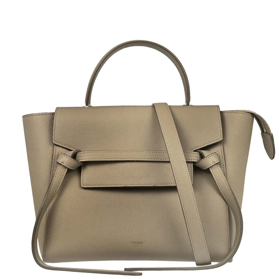 Celine Belt Bag Micro Beige Leather Top Handle Handbag: Celine Belt Bag Micro Beige Leather Top Handle Handbag This Celine Belt Bag Micro is crafted from beige leather and features a versatile 2-way design, allowing it to be carried by the top handle or as