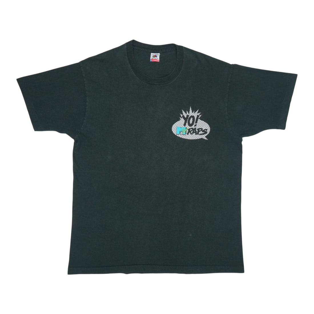Vintage 1990s Black 100 Percent Cotton Yo MTV Raps Graphic T Shirt: Vintage 1990s Black 100 Percent Cotton Yo MTV Raps Graphic T Shirt This is an original vintage Yo MTV Raps shirt from the 1990s, featuring graphics on both the front and back. The shirt is made from 1