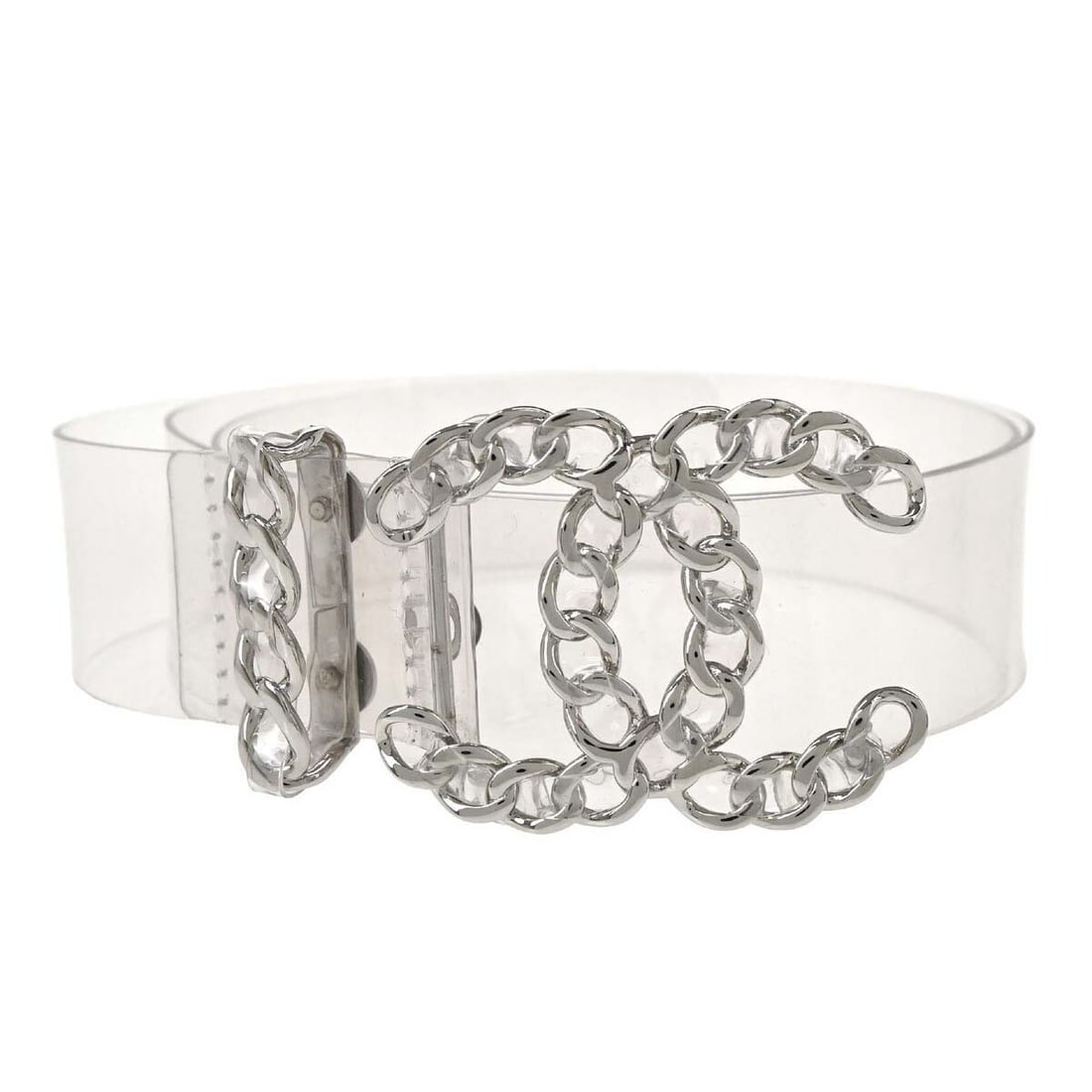 CHANEL clear vinyl chain belt with rhinestone accents (1 of 10)