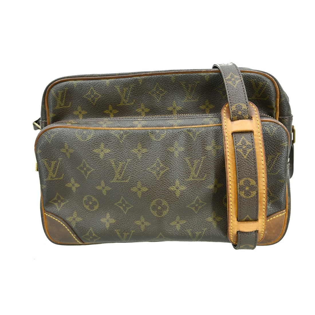 Louis Vuitton Nile Monogram Canvas Crossbody Shoulder Bag M45244 Brown: Louis Vuitton Nile Monogram Canvas Crossbody Shoulder Bag M45244 Brown This Louis Vuitton Monogram Nile Messenger Shoulder Bag features classic monogram canvas leather with a brown exterior and iconic
