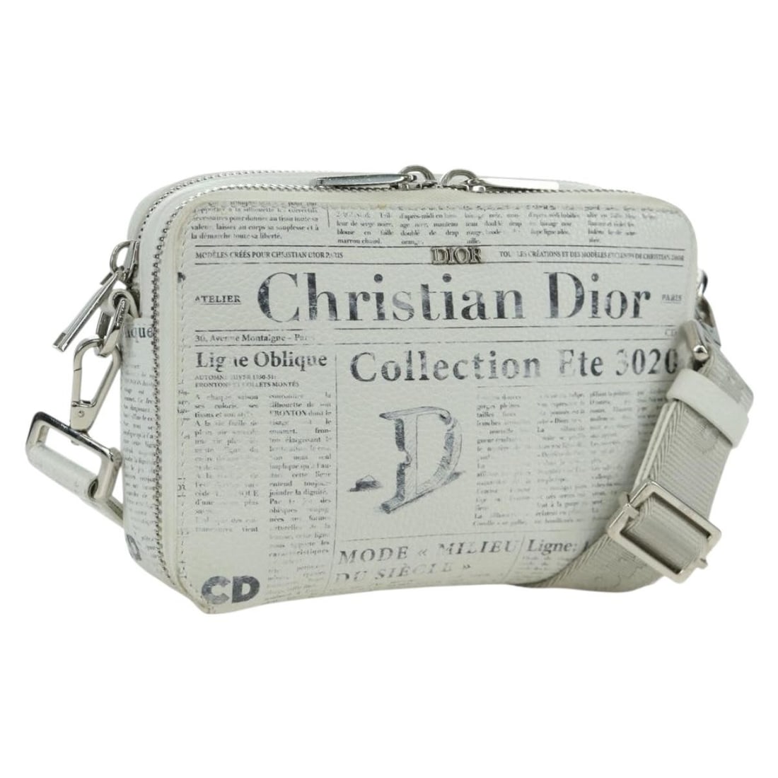 White Leather Daniel Arsham Shoulder Bag by Christian Dior Women's Italy: White Leather Daniel Arsham Shoulder Bag by Christian Dior Women's Italy This Christian Dior Daniel Arsham shoulder bag features a sleek white leather exterior with silver accents. Designed for women,