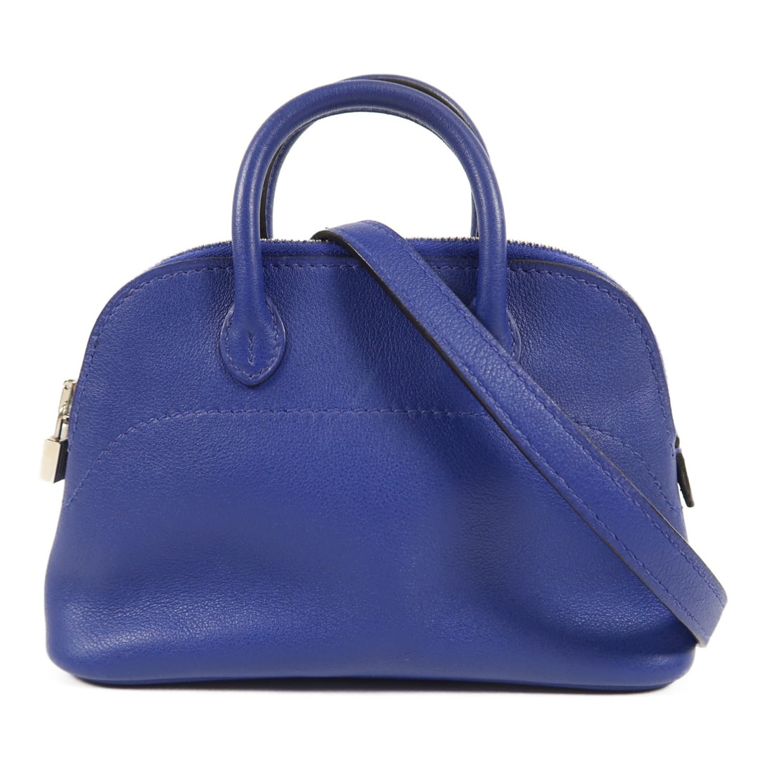 Hermes Mini Bolide Blue Electric Swift Leather 2way Shoulder Bag: Hermes Mini Bolide Blue Electric Swift Leather 2way Shoulder Bag This Hermes Mini Bolide 2-way shoulder bag is crafted from supple calfskin leather in a striking Blue Electric color. Designed for vers