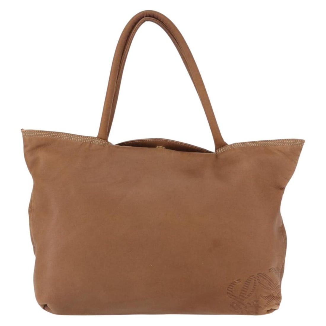 Brown Leather Tote Bag Loewe Anagram 36cm by 27cm by 4cm: Brown Leather Tote Bag Loewe Anagram 36cm by 27cm by 4cm This pre-owned Loewe Anagram Tote is crafted from brown leather and designed for women. The tote features visible signs of use including surfac