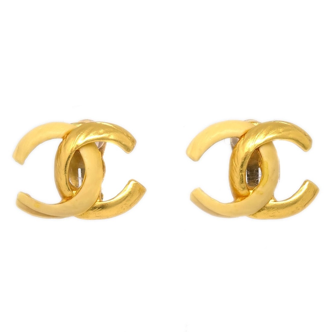 Chanel CC Gold Plated Clip-On Earrings France (1 of 4)