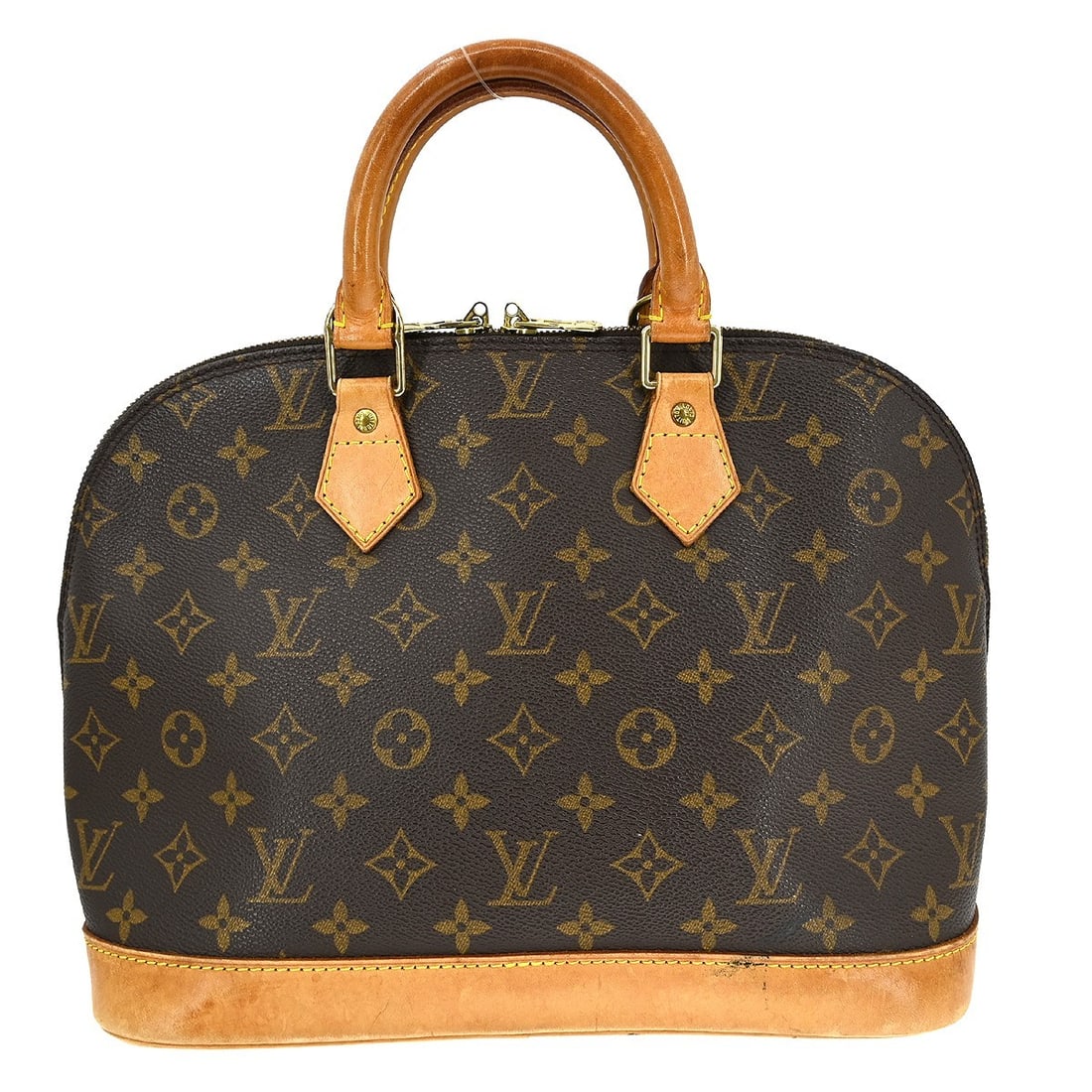 Louis Vuitton Alma Monogram Canvas Medium Brown Handbag M51130: Louis Vuitton Alma Monogram Canvas Medium Brown Handbag M51130 This Louis Vuitton Alma handbag features the iconic Monogram canvas and double beige handles. Designed in a medium size, it offers a zip 