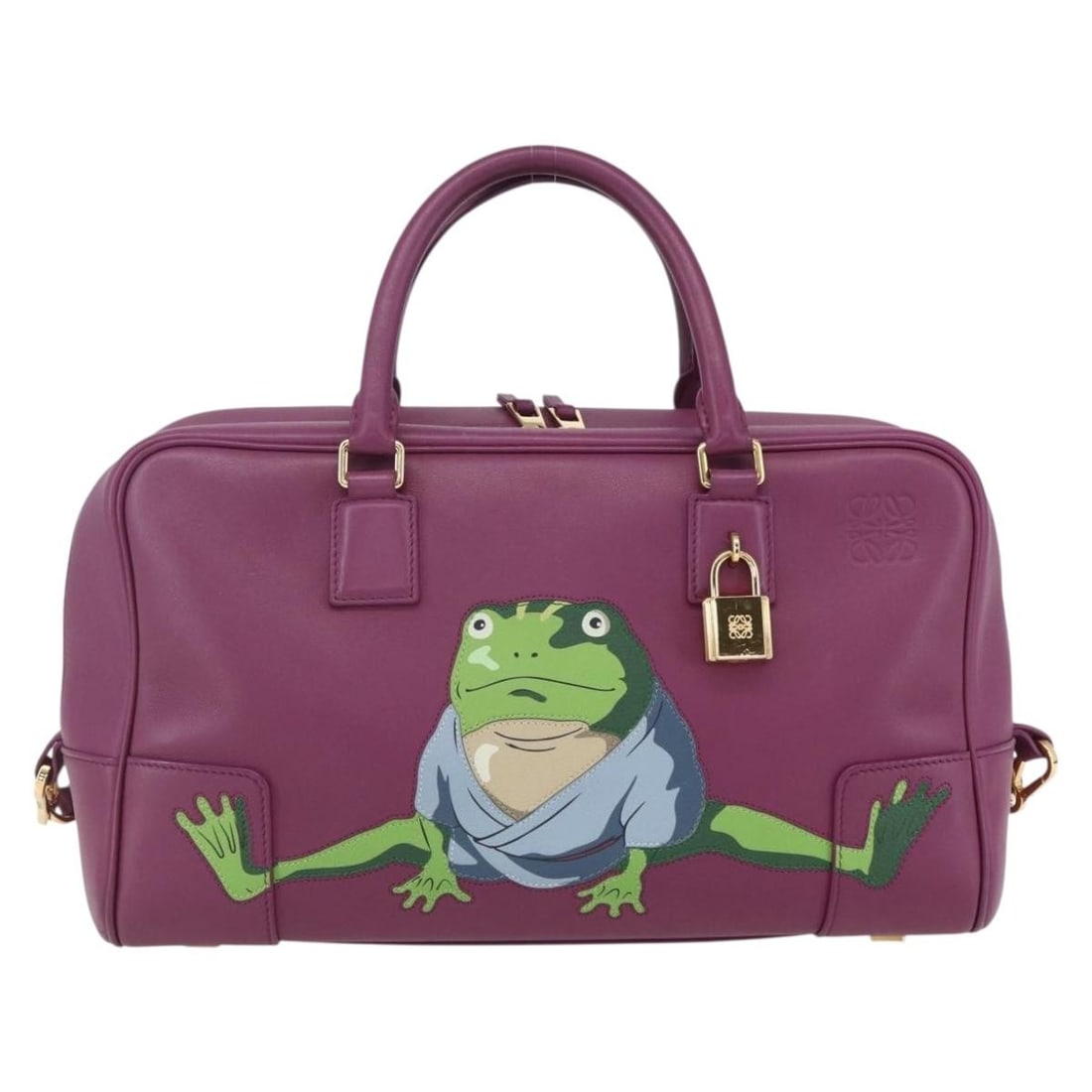 Amazona purple leather handbag by Loewe 29cm: Amazona purple leather handbag by Loewe 29cm This Loewe Amazona handbag is crafted from purple leather and is designed for women. The bag is in very good pre-owned condition, showing minimal signs of 
