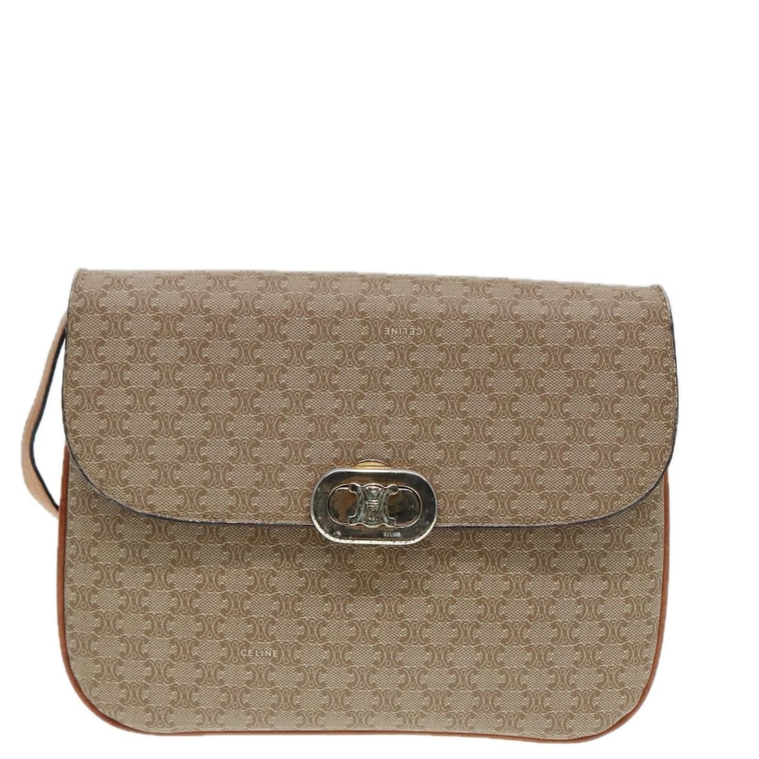 Celine Macadam Beige Canvas Leather Vintage Shoulder Bag: Celine Macadam Beige Canvas Leather Vintage Shoulder Bag This Celine Vintage Macadam shoulder bag is crafted from beige canvas with leather accents. Designed for women, it features the classic Macadam