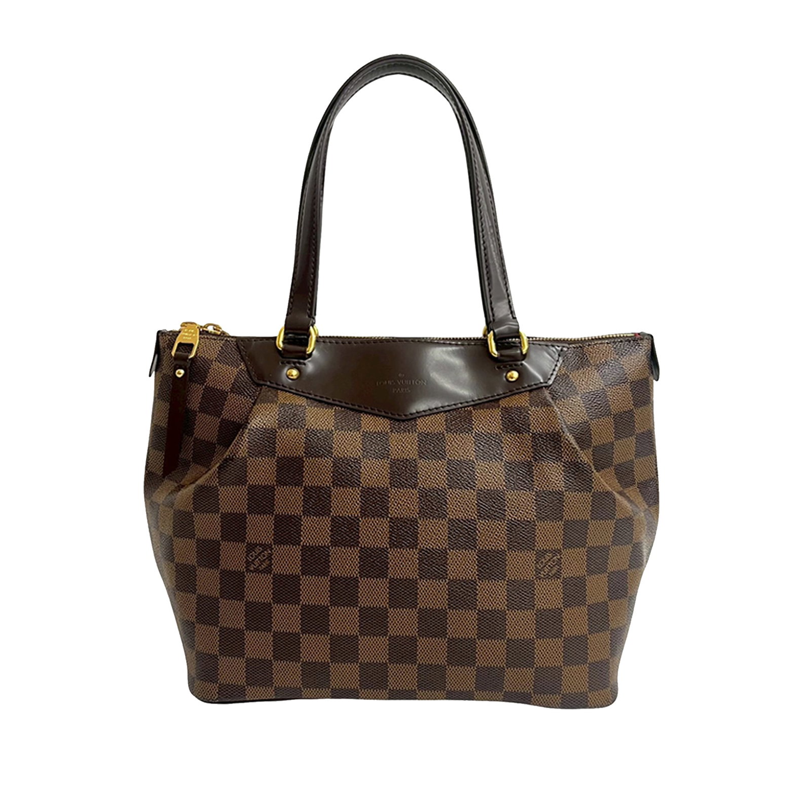 Louis Vuitton Westminster PM Damier Ebene Canvas Shoulder Bag: Louis Vuitton Westminster PM Damier Ebene Canvas Shoulder Bag This Louis Vuitton Damier Ebene Westminster PM features a Damier Ebene canvas body with leather trim, flat leather straps, a top zip closu