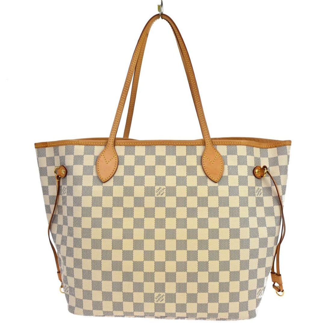 Louis Vuitton Neverfull MM Damier Azur Canvas Medium Tote Handbag: Louis Vuitton Neverfull MM Damier Azur Canvas Medium Tote Handbag This Louis Vuitton Neverfull MM tote bag features the signature Damier Azur pattern on canvas with leather trim. Designed in a medium 