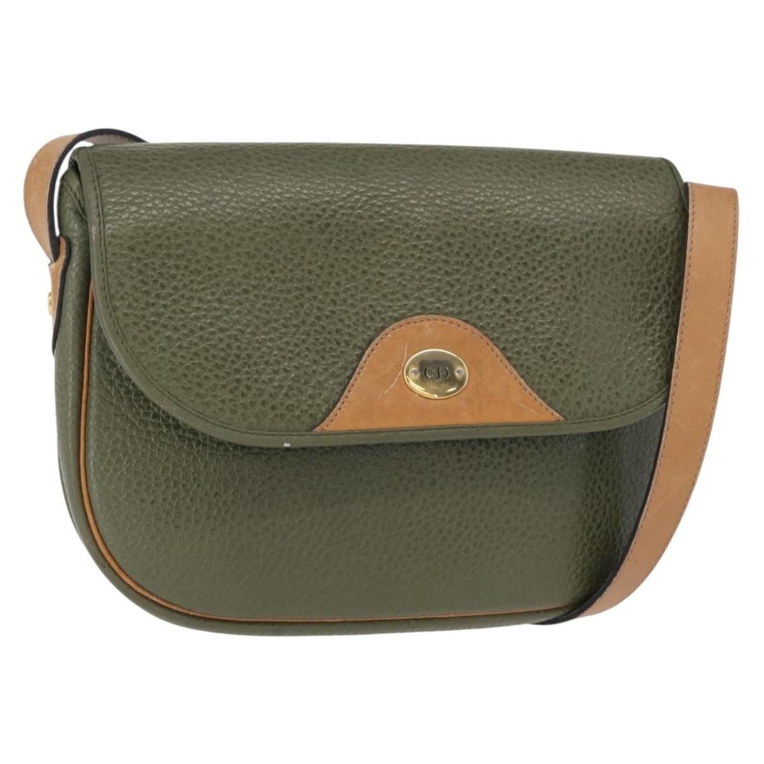 Christian Dior Green Leather Vintage Shoulder Bag France: Christian Dior Green Leather Vintage Shoulder Bag France This pre-owned Christian Dior vintage shoulder bag is crafted from green leather and designed for women. It features a classic silhouette with 