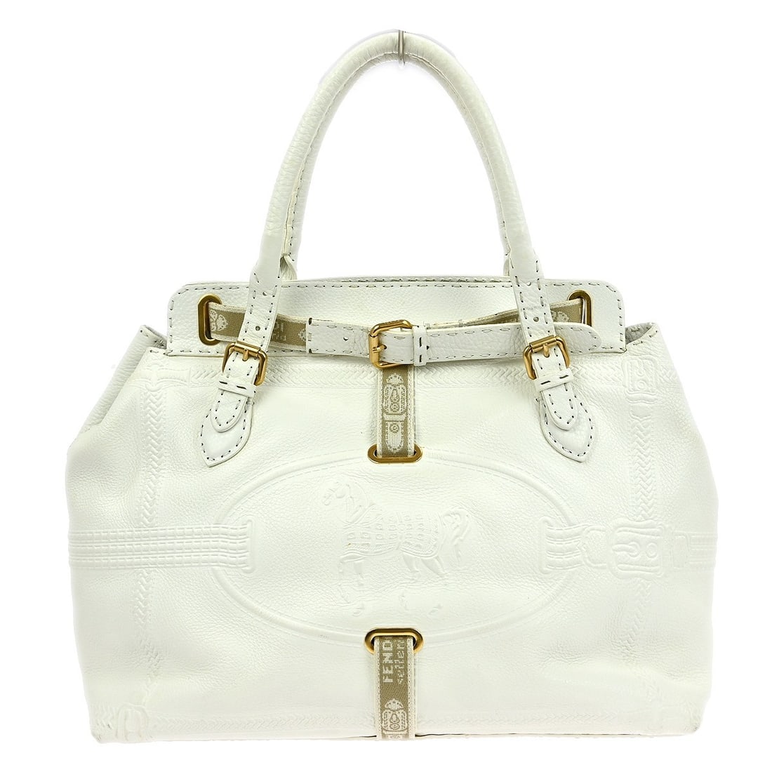Fendi Selleria Borghese White Leather Tote Bag 2305/8BN56YGB/083: Fendi Selleria Borghese White Leather Tote Bag 2305/8BN56YGB/083 This Fendi Selleria Borghese medium tote handbag features a white leather exterior with double leather handles and gold-tone hardware. 