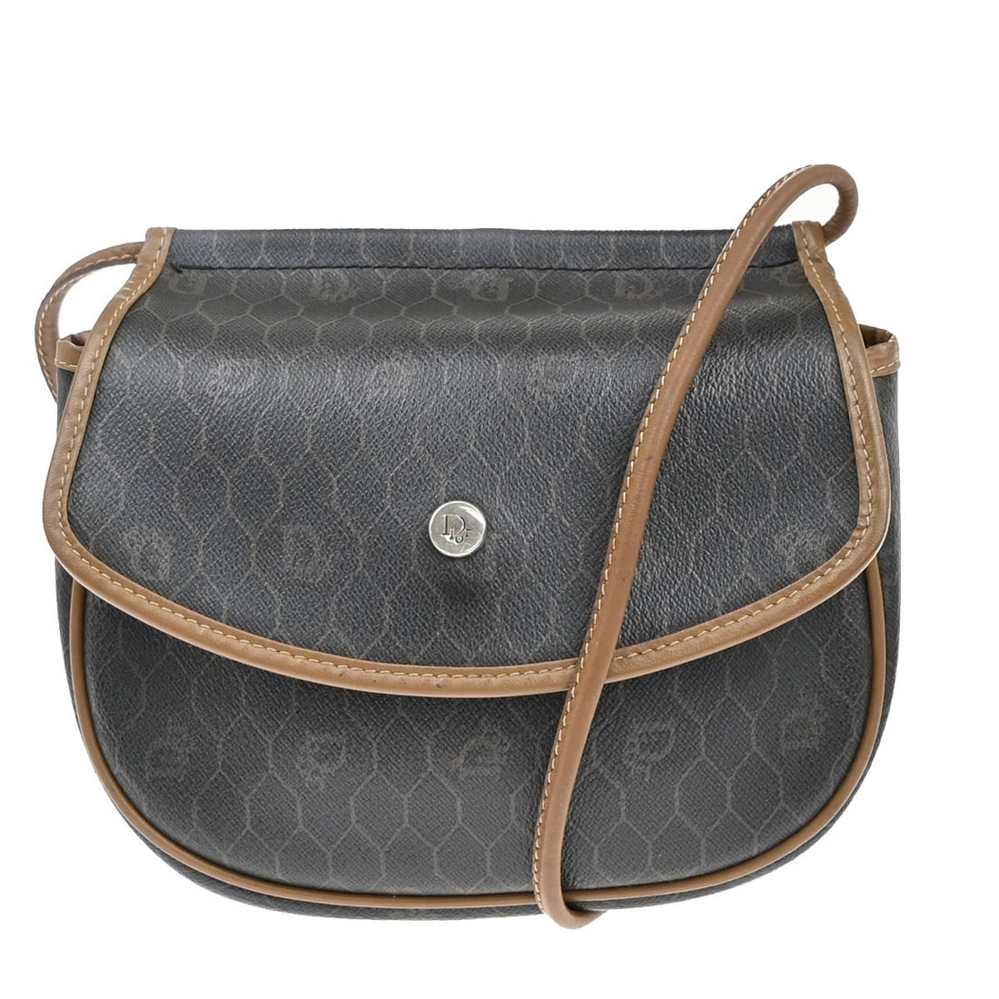 Christian Dior Honeycomb Canvas and Leather Shoulder Purse Vintage: Christian Dior Honeycomb Canvas and Leather Shoulder Purse Vintage This Christian Dior Vintage Honeycomb Shoulder Bag features a brown canvas and leather construction with PVC material. Designed for f