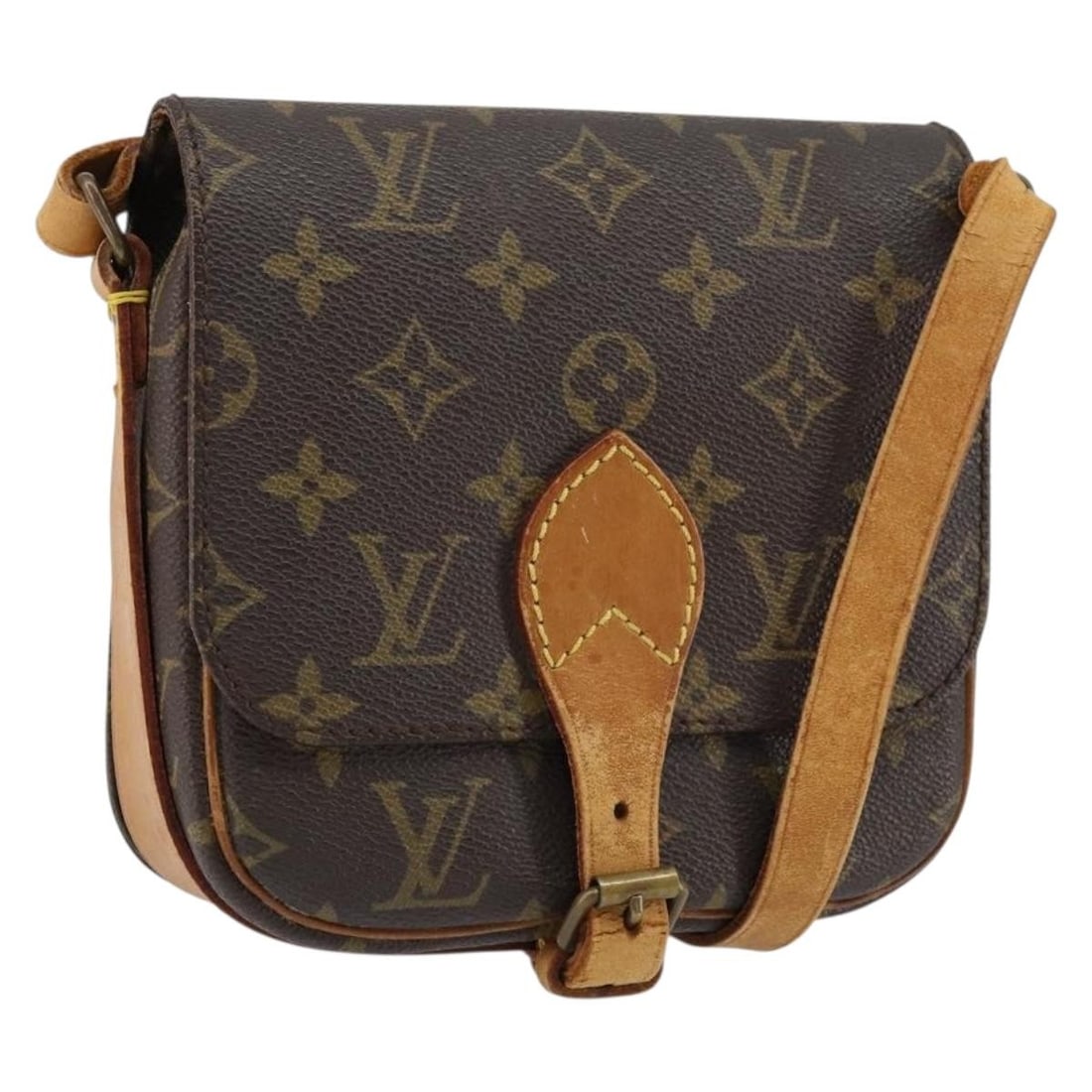 Louis Vuitton Monogram Canvas Cartouchiere Shoulder Bag 17cm: Louis Vuitton Monogram Canvas Cartouchiere Shoulder Bag 17cm This pre-owned Louis Vuitton Cartouchiere handbag for women features the classic brown monogram canvas. It shows signs of use including sur