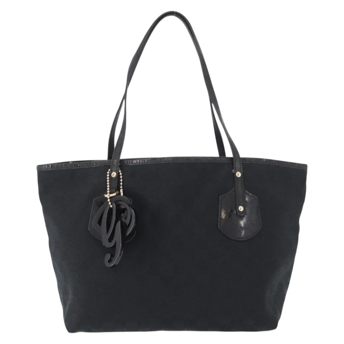 Gucci Jolie Web Tote Black GG Canvas Handbag: Gucci Jolie Web Tote Black GG Canvas Handbag The Gucci Jolie Web Tote GG Canvas is a women's handbag crafted from black canvas with leather accents. The bag shows signs of use, including rubbing, stai