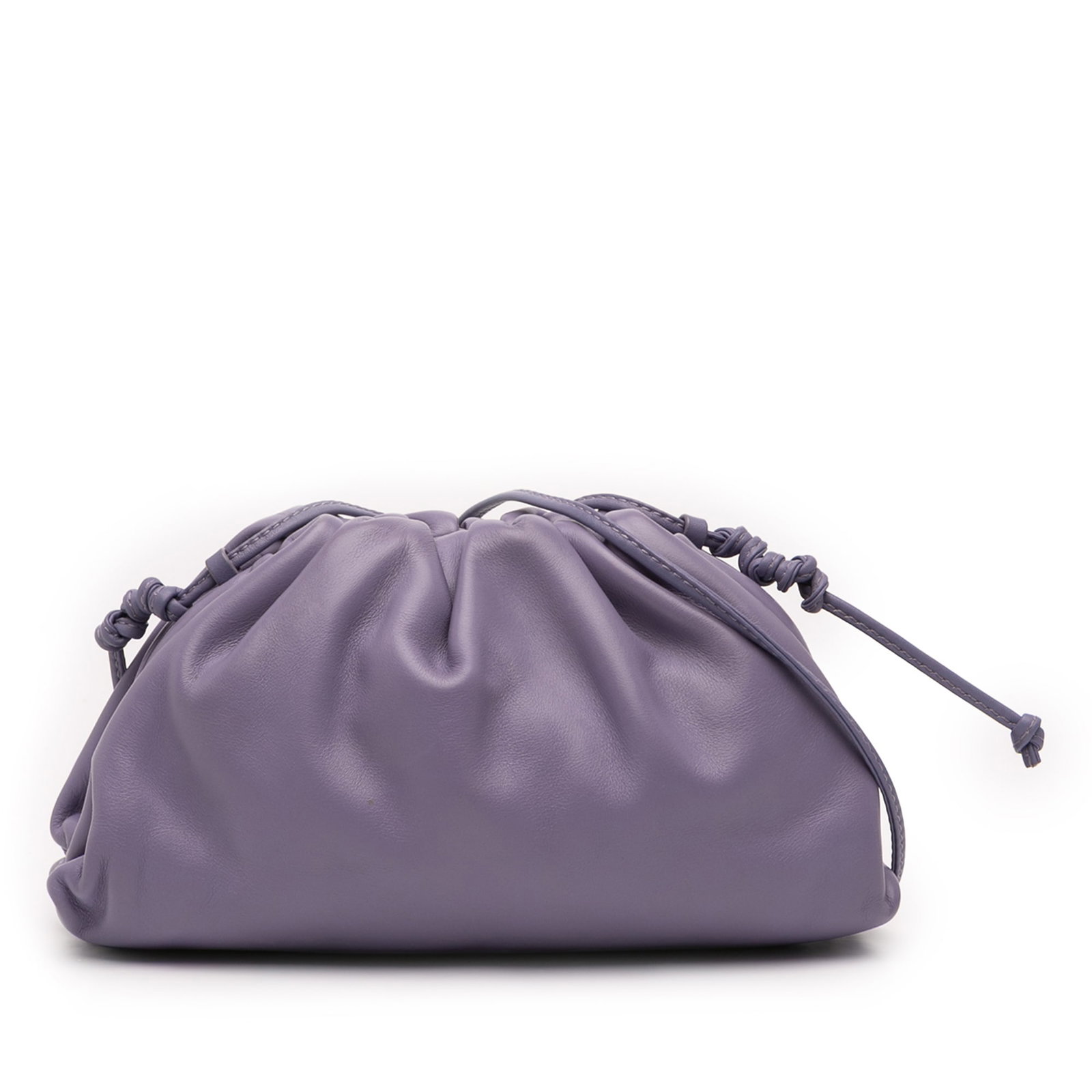 Bottega Veneta Mini Pouch Purple Leather Crossbody Bag: Bottega Veneta Mini Pouch Purple Leather Crossbody Bag This Bottega Veneta Mini Pouch Crossbody is crafted from supple lambskin leather in a rich purple hue. It features a flat leather strap and a con