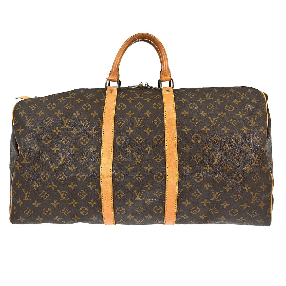 Keepall Monogram Canvas Travel Bag by Louis Vuitton Unisex 55cm: Keepall Monogram Canvas Travel Bag by Louis Vuitton Unisex 55cm This Louis Vuitton Keepall Bag is crafted from signature monogram canvas in a classic brown color. Designed as a unisex travel bag, it f