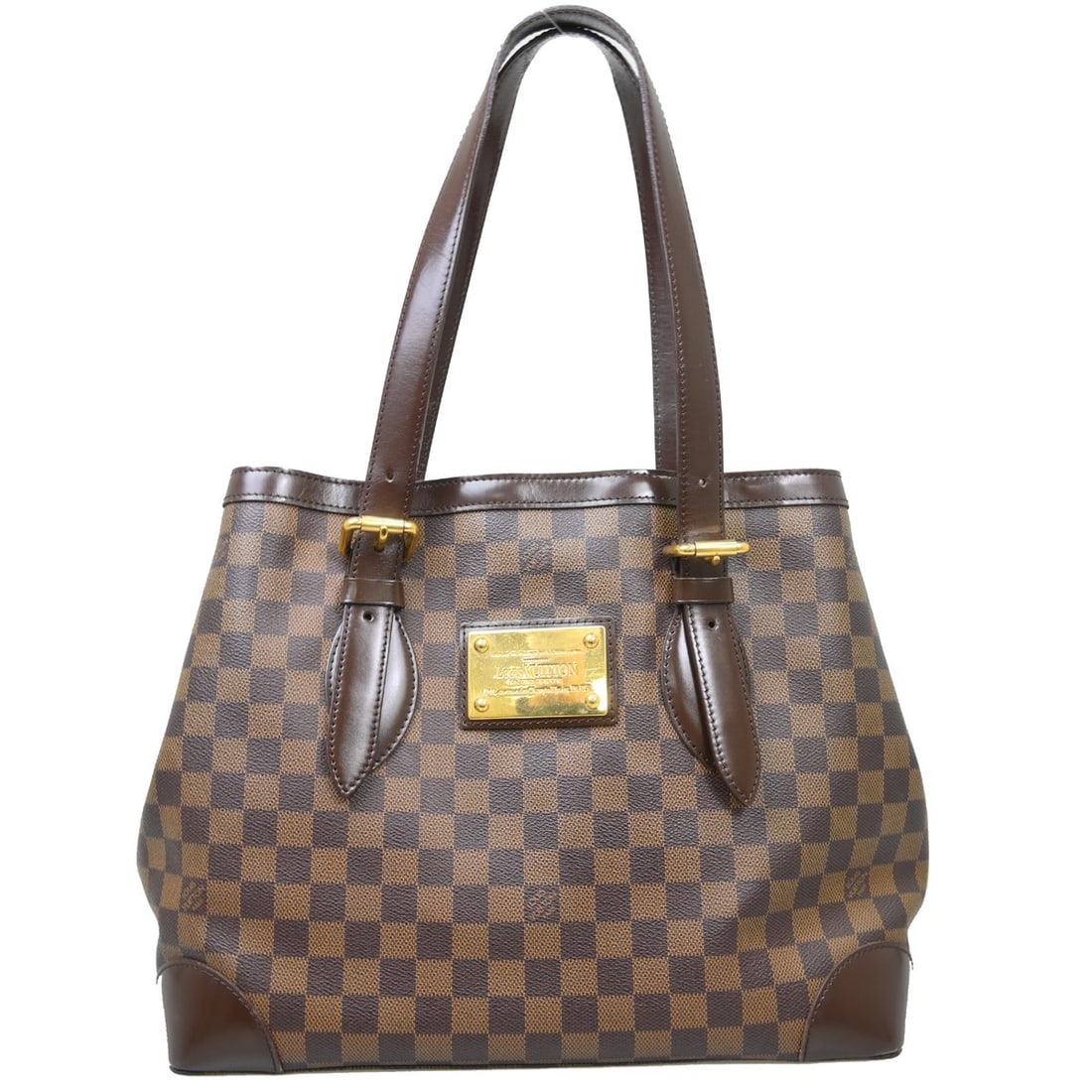 Louis Vuitton Hampstead MM Damier Ebene Tote Bag: Louis Vuitton Hampstead MM Damier Ebene Tote Bag This Louis Vuitton Hampstead MM tote bag features the signature Ebene Damier canvas leather exterior with a check pattern and logo accents. The medium-