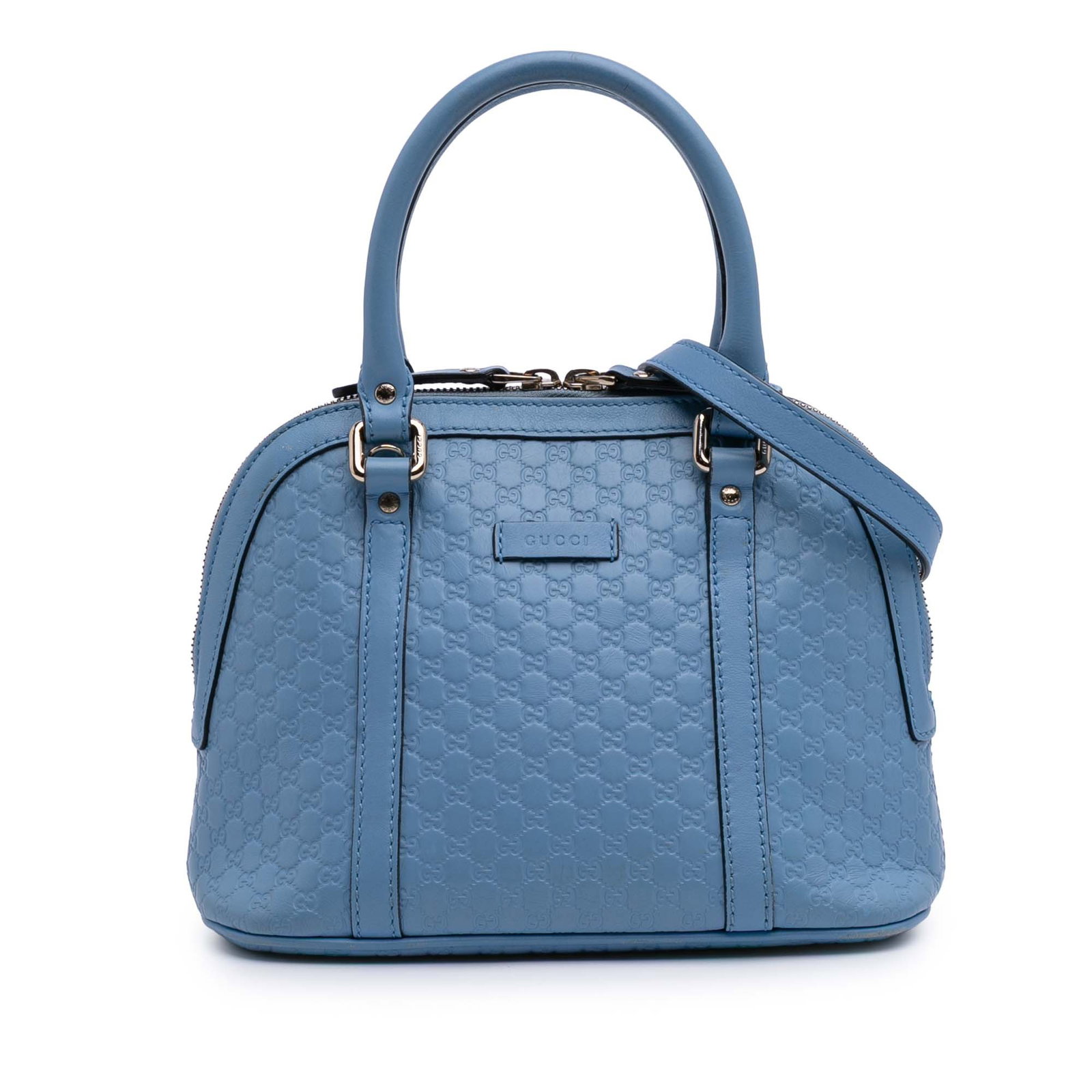 Gucci Mini Microguccissima Dome Satchel Blue Leather with Detachable Strap: Gucci Mini Microguccissima Dome Satchel Blue Leather with Detachable Strap This Gucci Mini Microguccissima Dome Satchel is a stylish accessory that combines functionality with a chic aesthetic. Crafte