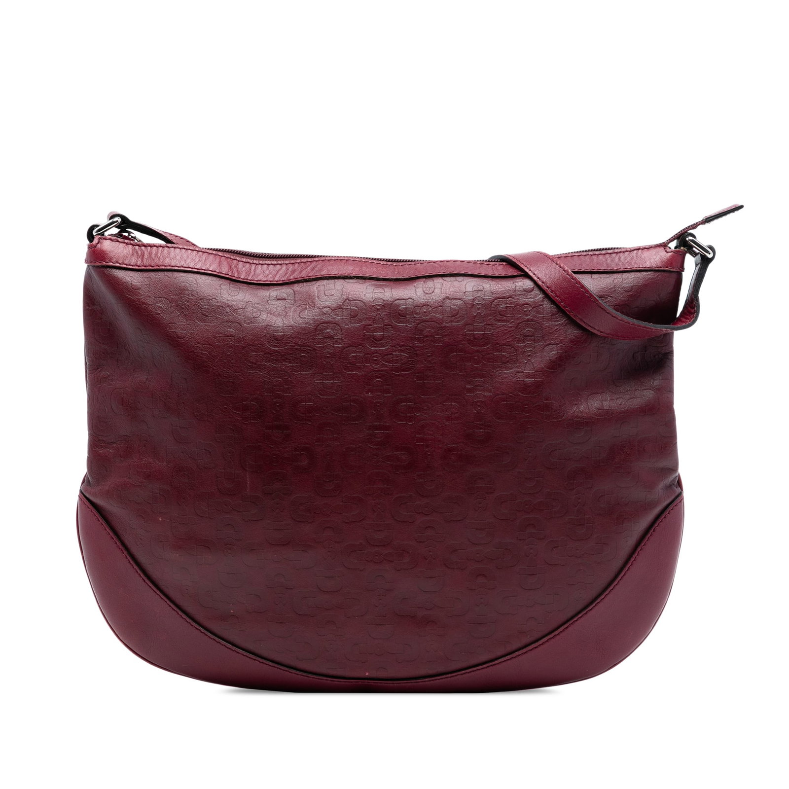 Gucci Horsebit Red Embossed Leather Crossbody Bag with Adjustable Strap: Gucci Horsebit Red Embossed Leather Crossbody Bag with Adjustable Strap This Gucci Embossed Leather Horsebit Crossbody bag features an embossed leather exterior in red, an adjustable flat leather stra