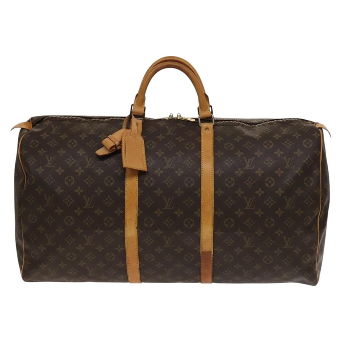 Louis Vuitton Keepall Monogram Canvas Travel Bag 60cm: Louis Vuitton Keepall Monogram Canvas Travel Bag 60cm This Louis Vuitton Keepall Bag features the iconic monogram canvas design in brown and is suitable for all genders. Made in France, the bag exhibi