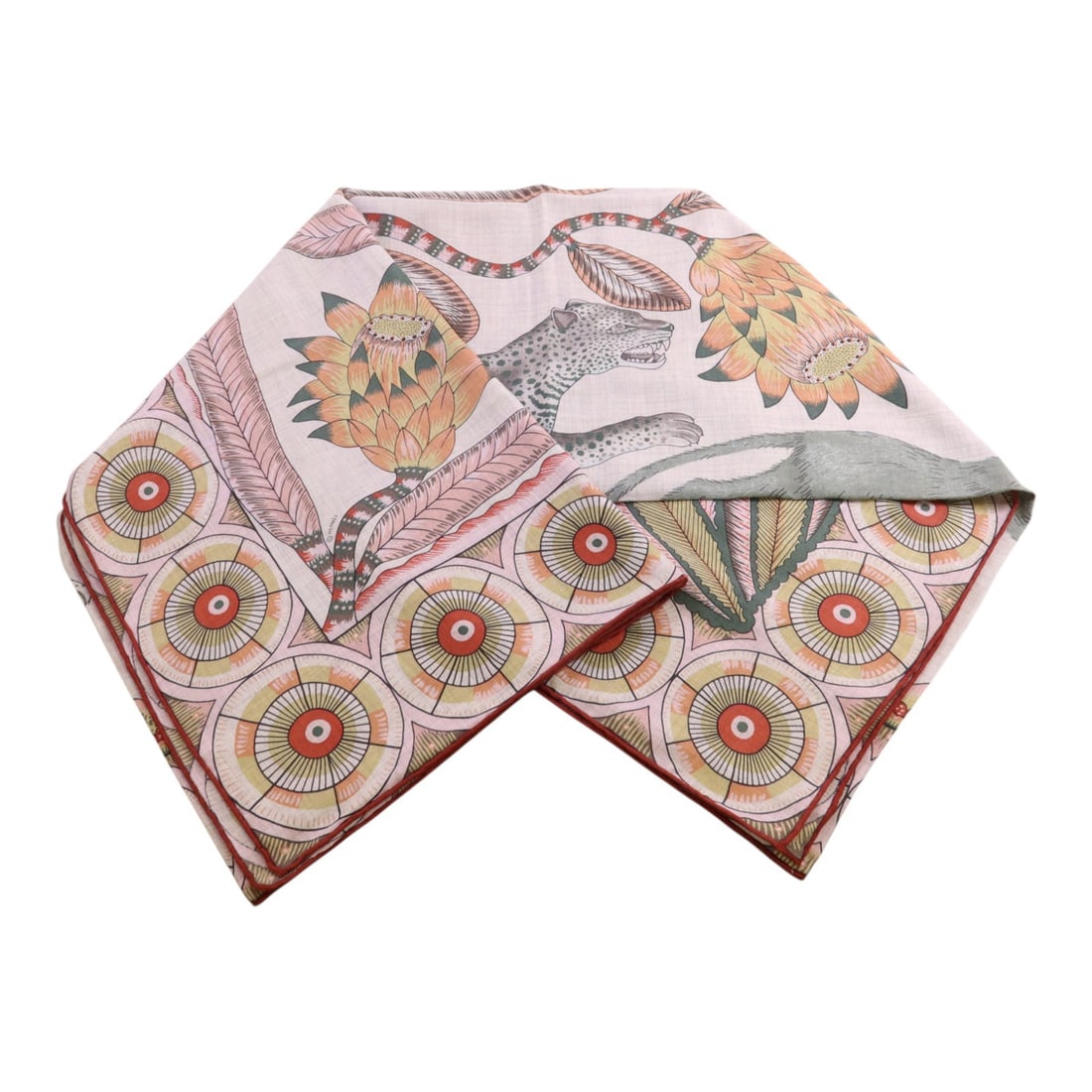 Hermes Mors A Jouets 140cm Bandana Cashmere Silk Scarf Red Grey Green: Hermes Mors A Jouets 140cm Bandana Cashmere Silk Scarf Red Grey Green This Hermes Mors A Jouets Bandana shawl features a striking red color with grey and green accents. Crafted from a luxurious blend 