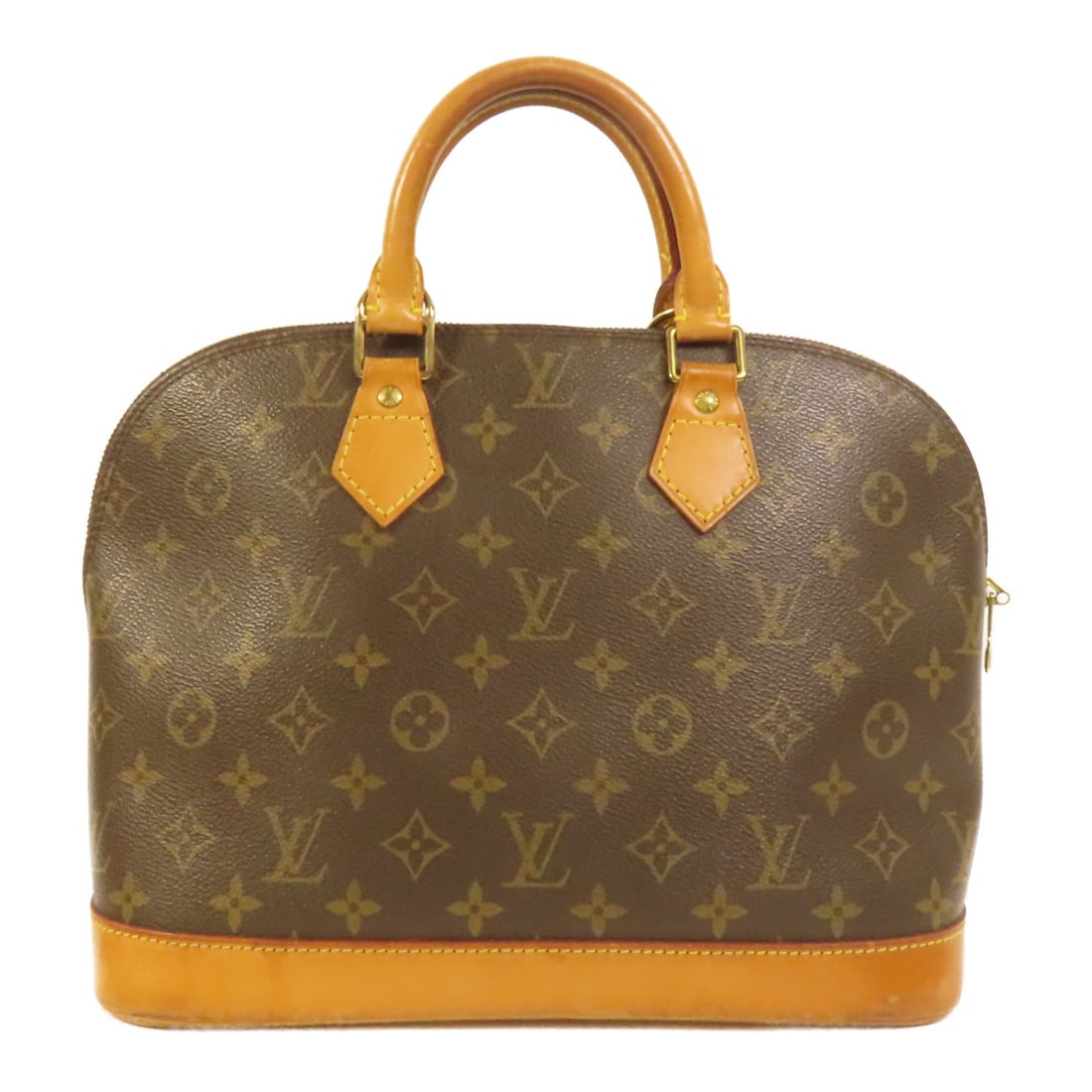Louis Vuitton Alma Monogram Brown Handbag with Gold Hardware M51130: Louis Vuitton Alma Monogram Brown Handbag with Gold Hardware M51130 This Louis Vuitton Alma handbag features the iconic Monogram brown PVC coated canvas, offering durability and timeless style. Design