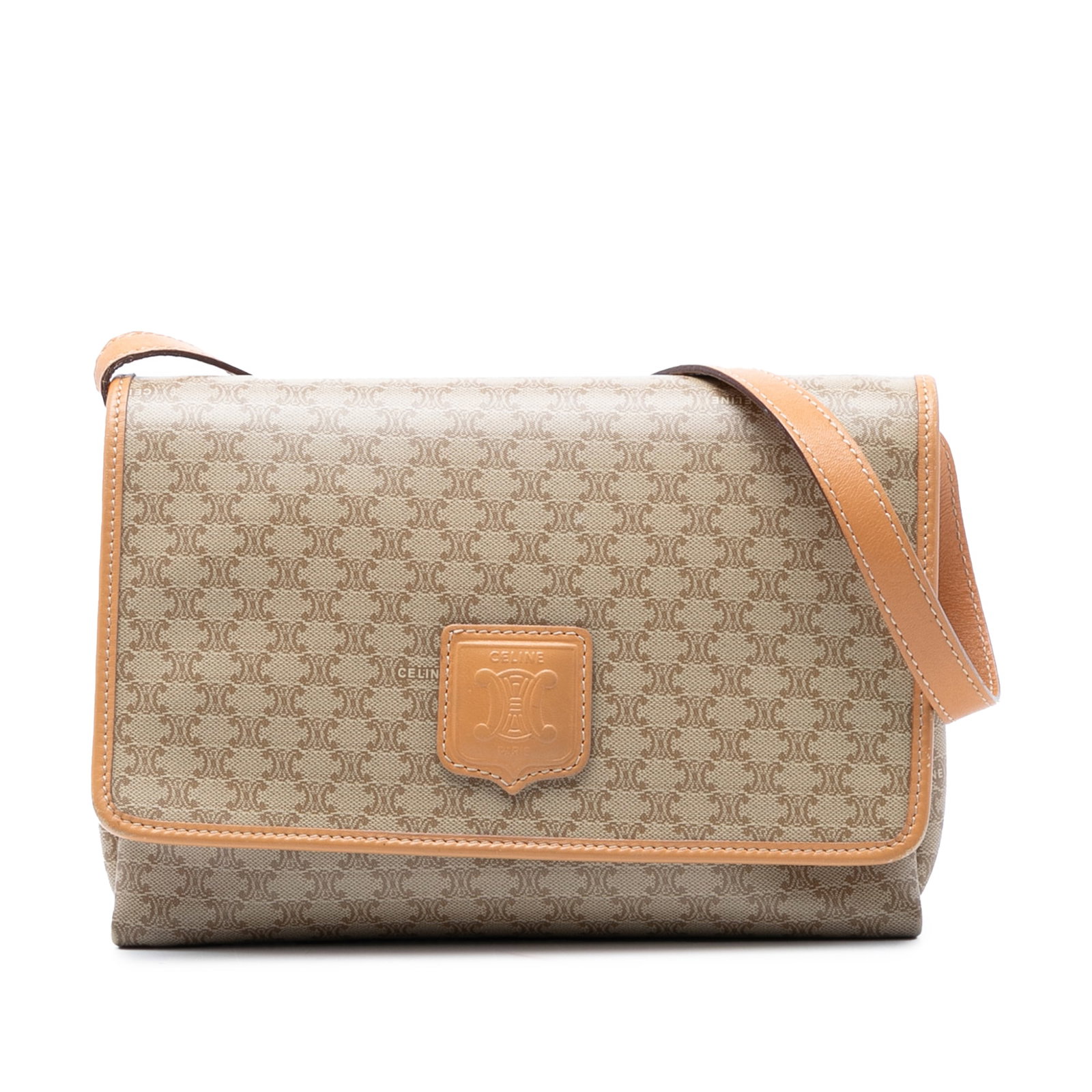 Celine Macadam Beige Coated Canvas Crossbody Bag with Leather Trim (1 of 6)
