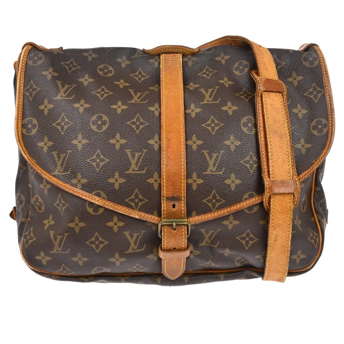 Louis Vuitton Saumur 35 Monogram Canvas Crossbody Shoulder Bag: Louis Vuitton Saumur 35 Monogram Canvas Crossbody Shoulder Bag This Louis Vuitton Saumur 35 shoulder bag features the iconic monogram canvas with leather trim and a crossbody strap. It is a medium-siz