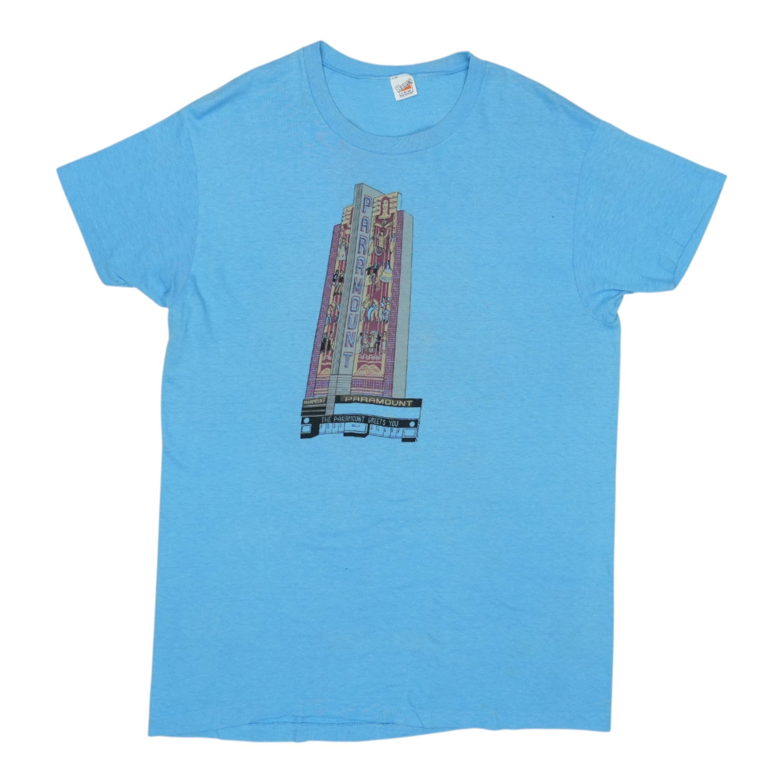 Vintage 1970s Oakland Paramount Theatre Blue Cotton Shirt: Vintage 1970s Oakland Paramount Theatre Blue Cotton Shirt This is an original vintage 1970s Paramount Theatre Oakland, California shirt. Made from 100% cotton, the shirt features a blue color and does