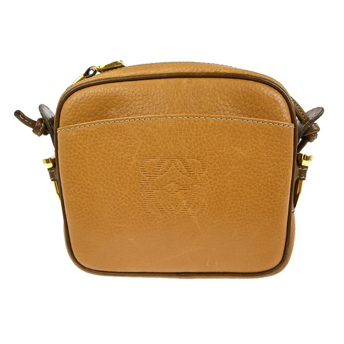 Loewe Anagram Medium Brown Leather Shoulder Bag With Inner Pockets: Loewe Anagram Medium Brown Leather Shoulder Bag With Inner Pockets This medium-sized Loewe shoulder bag features a brown leather exterior and a matching leather shoulder strap. The bag is designed wit